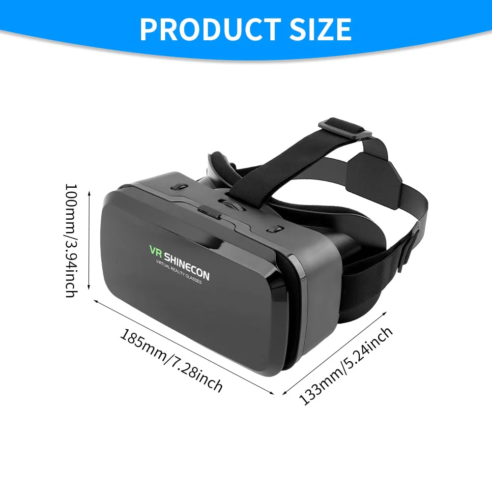 VR Headsets Virtual Reality Headsets for Phone Cell Phone 3D Glasses Helmets VR Goggles for TV Movies Video Games Support 4-6inches Mobile Screen,100° Large Viewing Angle(Black) Black - Image 2