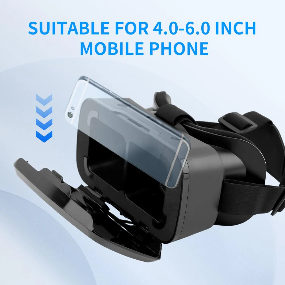 VR Headsets Virtual Reality Headsets for Phone Cell Phone 3D Glasses Helmets VR Goggles for TV Movies Video Games Support 4-6inches Mobile Screen,100° Large Viewing Angle(Black) Black - Image 9