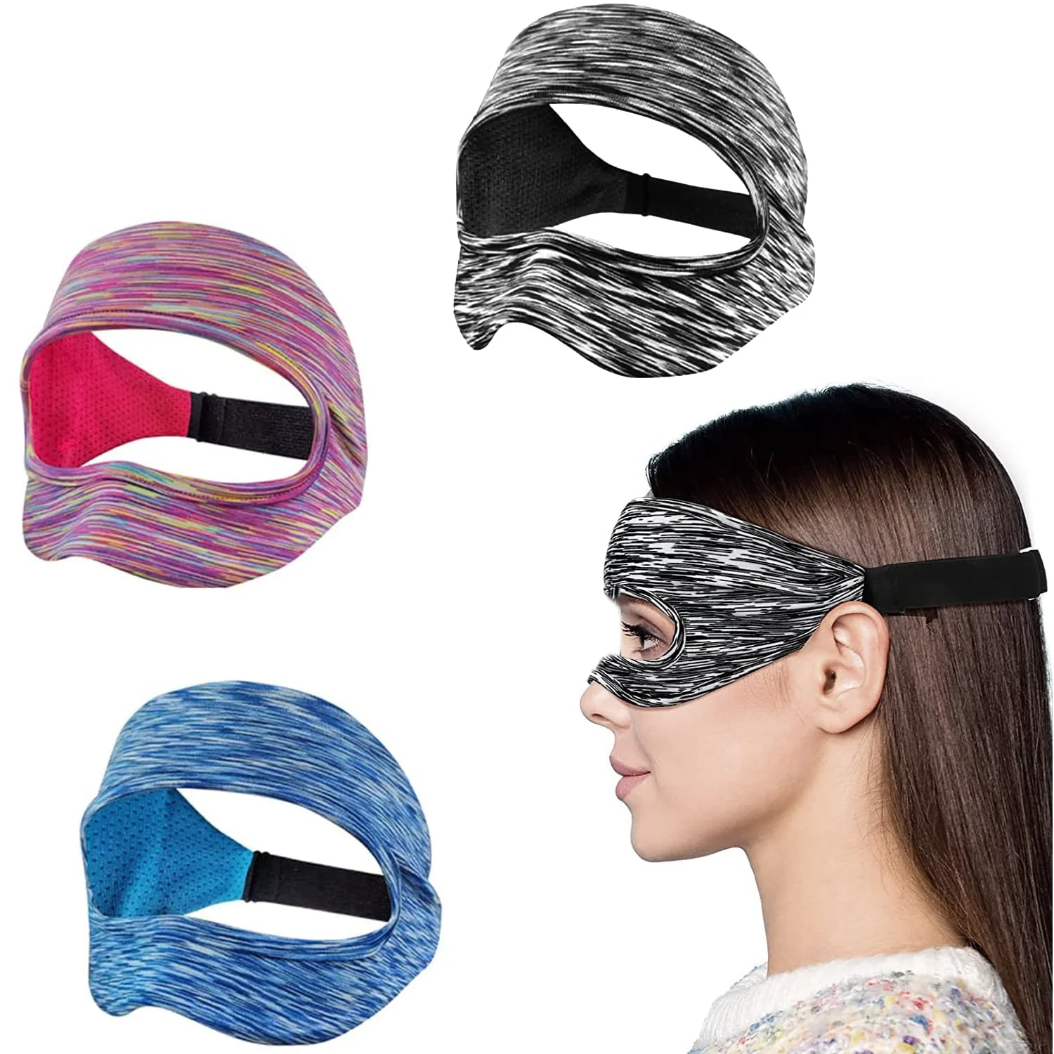 VR Mask Cover, Eye Face Cover Breathable Sweat Band for Meta/Oculus Quest 3 Quest2, Vision Pro Headset, Quest Pro, PSVR2 and Virtual Reality Game. (Rainbow/Gray/Blue) Rainbow/Gray/Blue