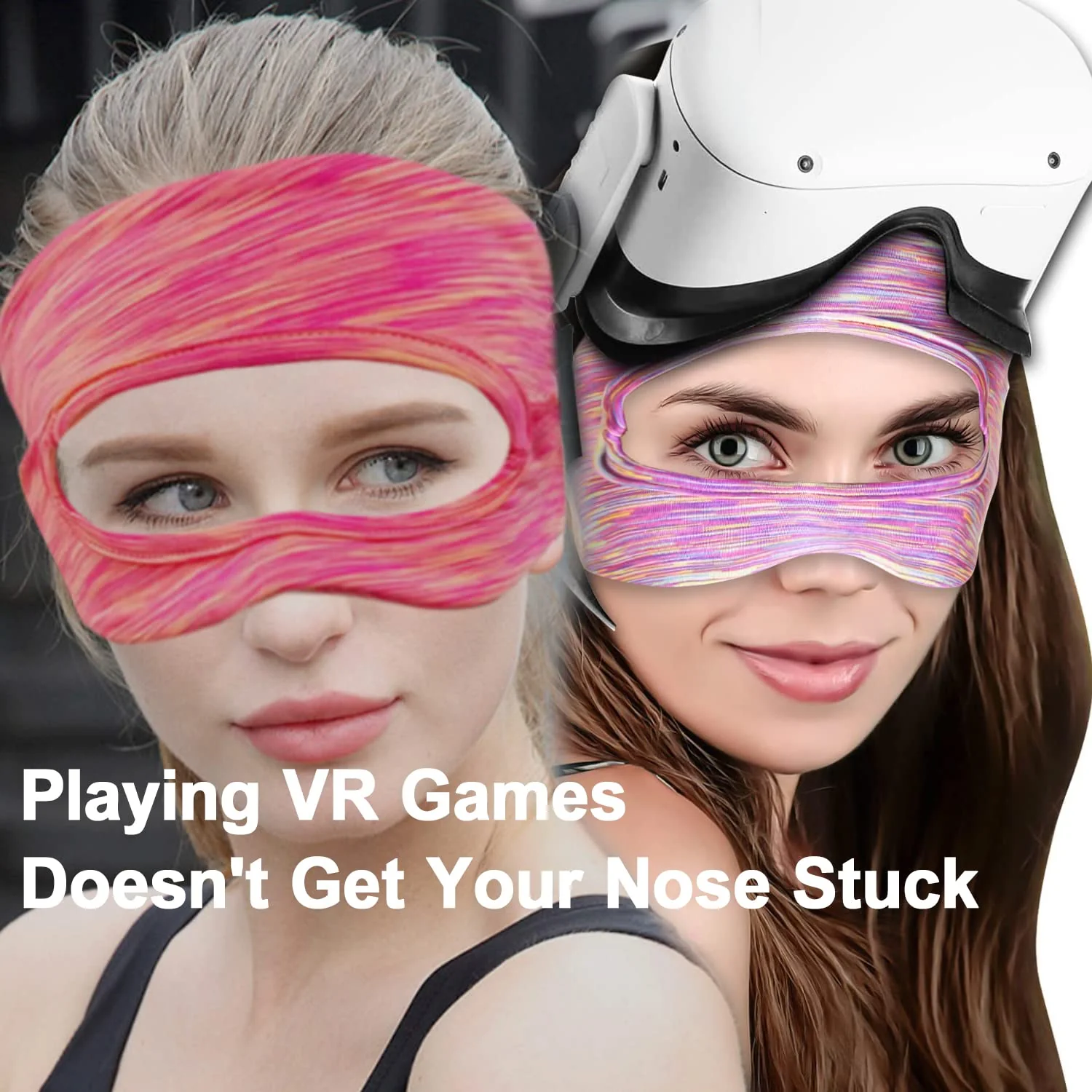 VR Mask Cover, Eye Face Cover Breathable Sweat Band for Meta/Oculus Quest 3 Quest2, Vision Pro Headset, Quest Pro, PSVR2 and Virtual Reality Game. (Rainbow/Gray/Blue) Rainbow/Gray/Blue - Image 3