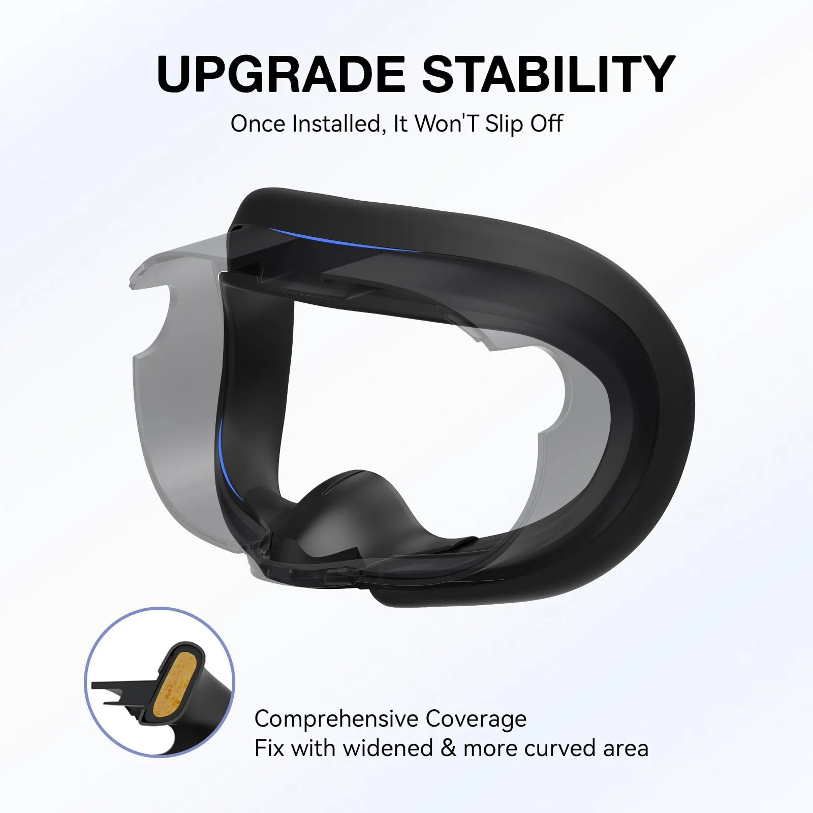 VR Silicone Face Pad Cover and Anti-Leakage Nose Pad for Meta Quest 3 Original Headset Accessories, VR Face Cushion Pad Light Blocker for Oculus Quest 3 Headset (Black) Black - Image 4