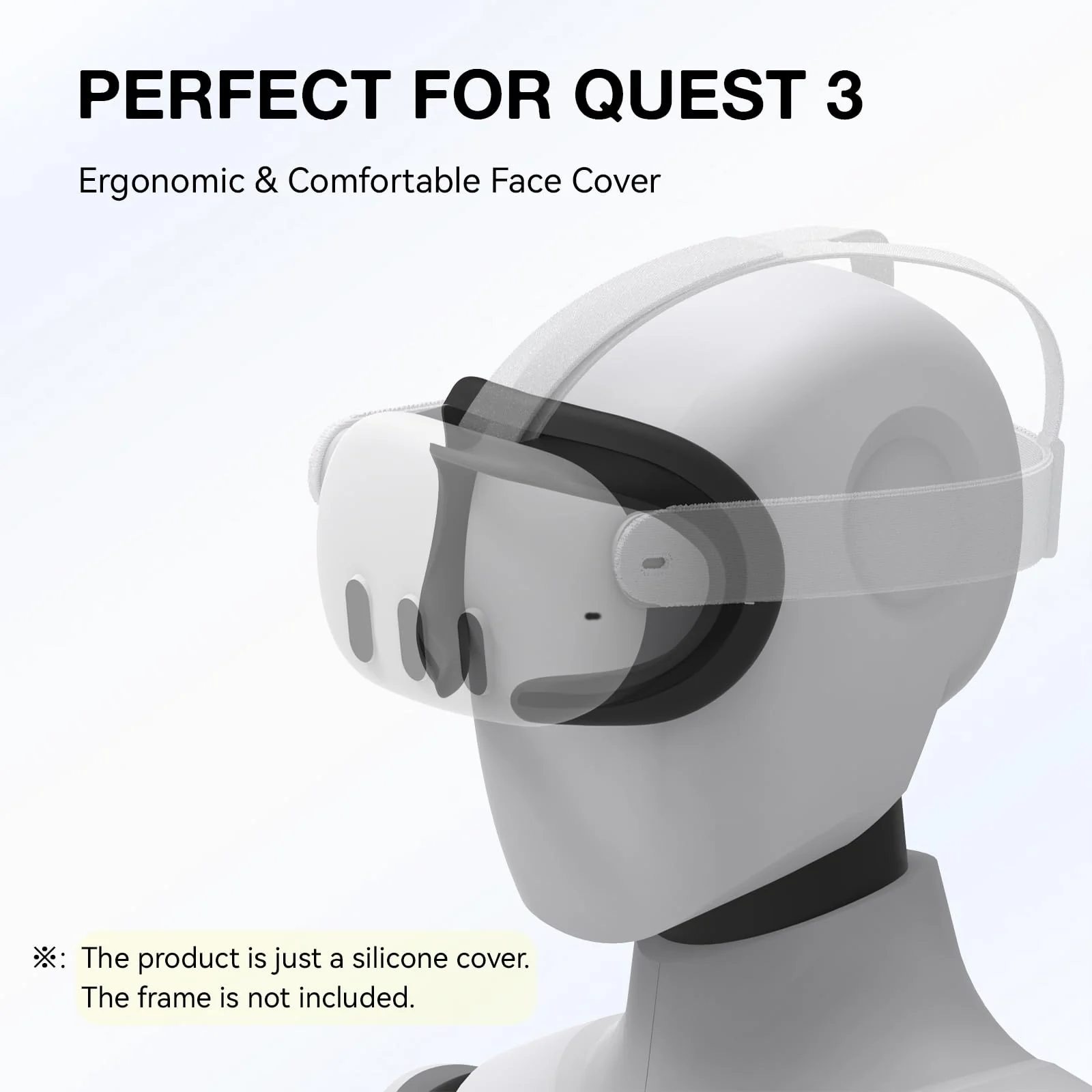 VR Silicone Face Pad Cover for Meta Quest 3 Original Headset Accessories, VR Face Cushion Pad Mask for Oculus Quest 3 Headset Face Pad (Black) Black - Image 3
