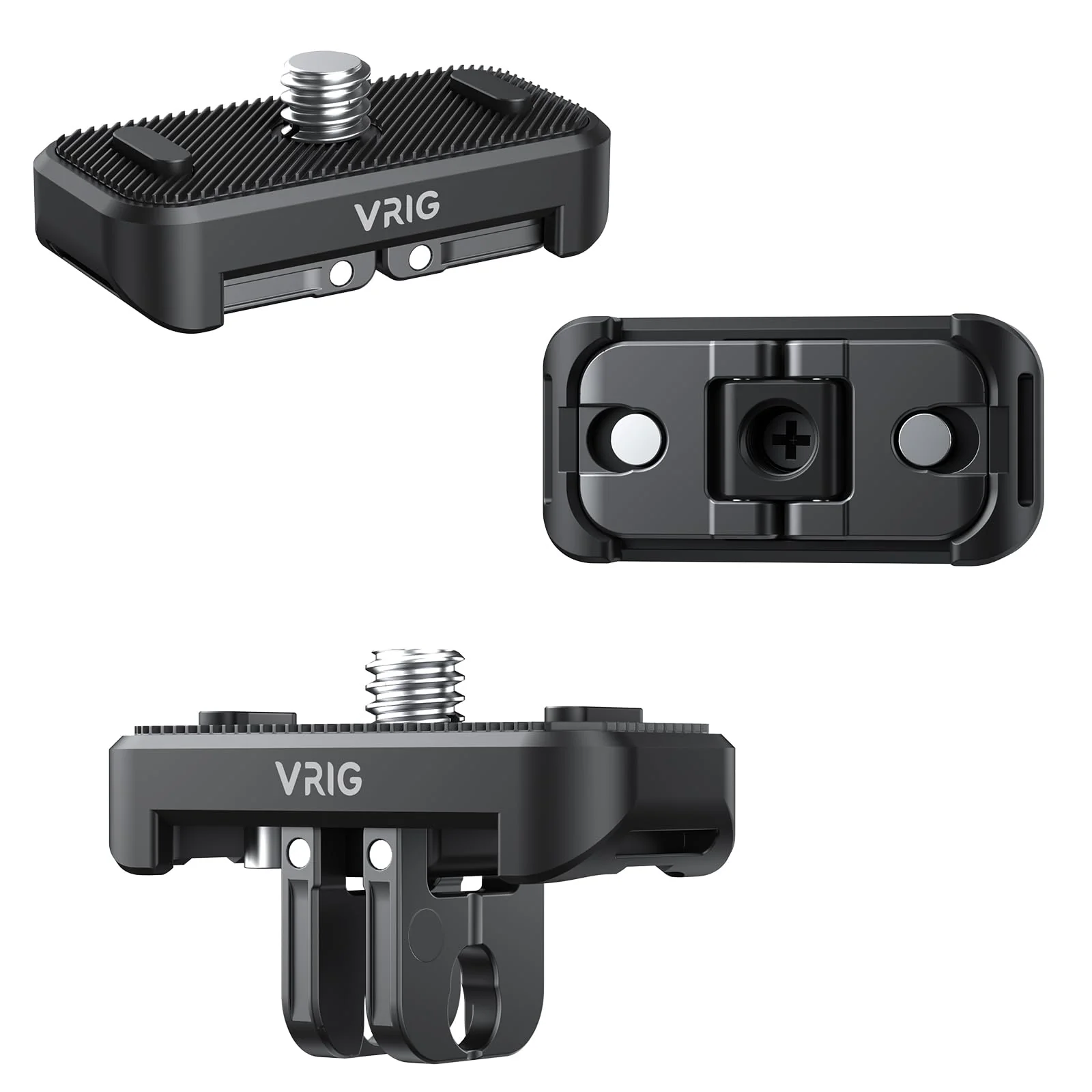 VRIG Quick Release Mount for Insta 360 X4 (New Version),Snap-On Magnetic 2 Prong Mount and 1/4" Screw compatible with tripod fixed action camera selfie stick