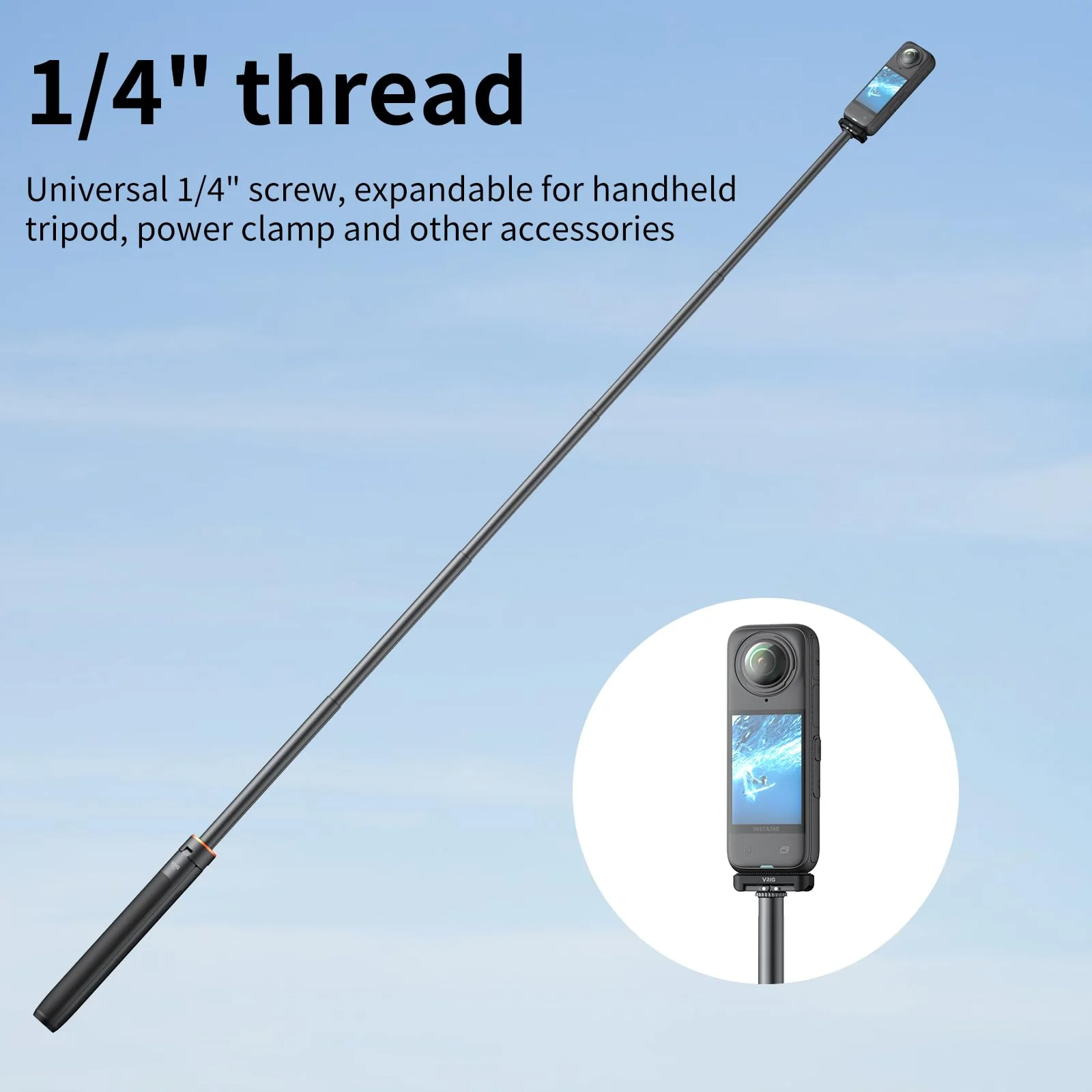 VRIG Quick Release Mount for Insta 360 X4 (New Version),Snap-On Magnetic 2 Prong Mount and 1/4" Screw compatible with tripod fixed action camera selfie stick - Image 5