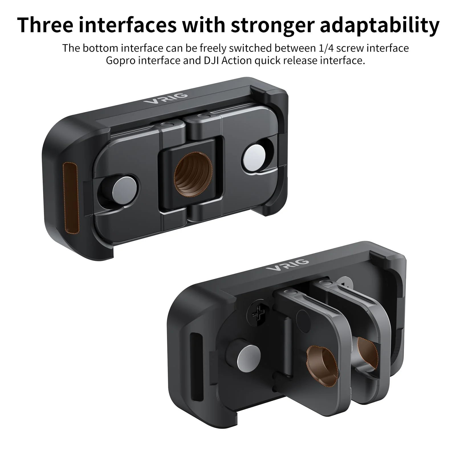 VRIG Quick Release Mount for Insta 360 X4 (New Version),Snap-On Magnetic 2 Prong Mount and 1/4" Screw compatible with tripod fixed action camera selfie stick - Image 6