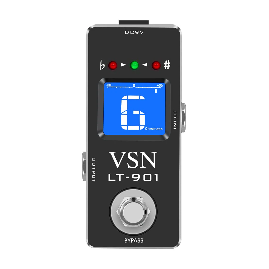 VSN Tuner Pedal,Chromatic Guitar Tuner Pedal Fast and Accuate Tuner for High Precision ± 1 Cent with Pitch Indicator for Electric Guitar and Bass True Bypass LT-901 Black Pedal Tuner
