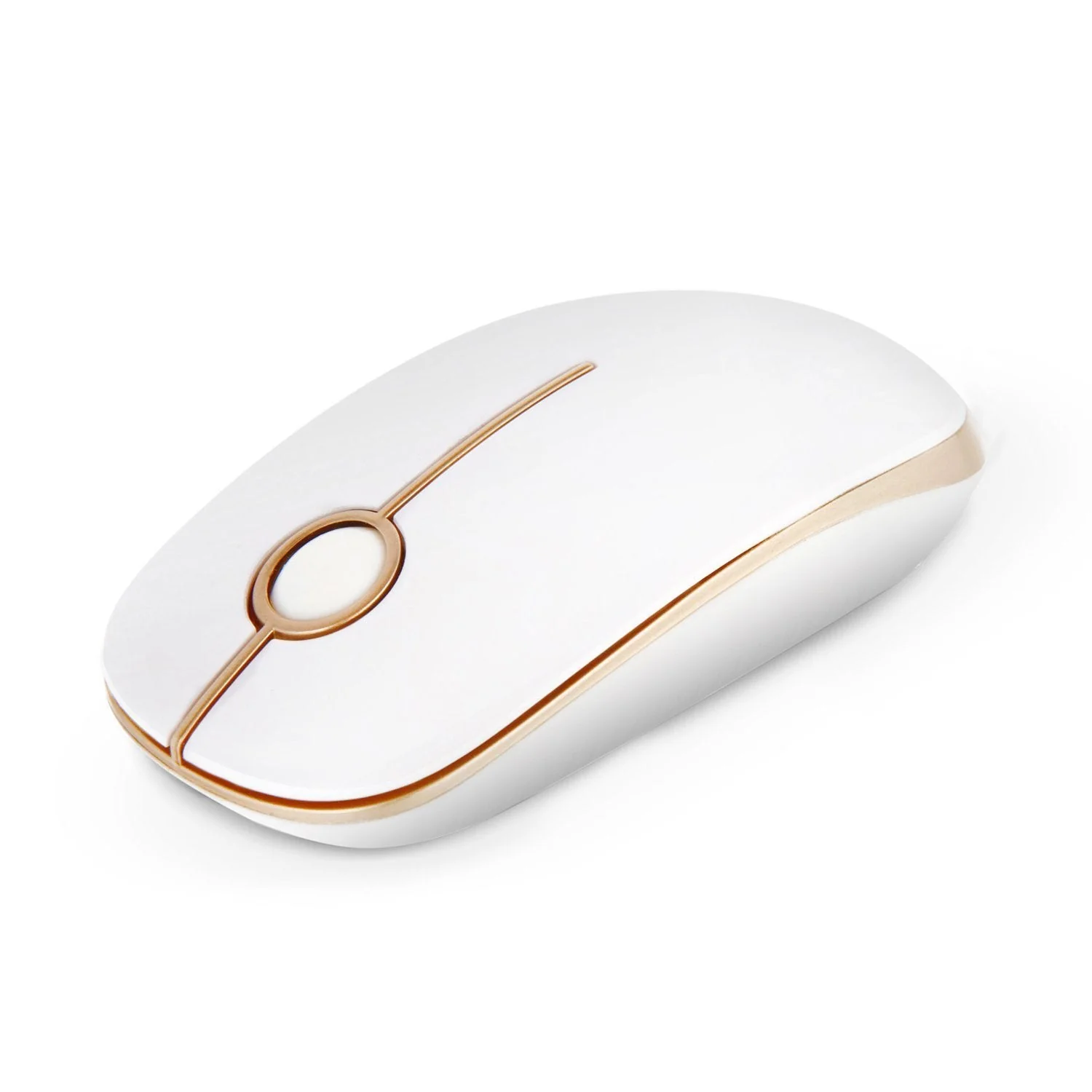 VssoPlor Wireless Mouse, 2.4G Slim Portable Computer Mice with Nano Receiver for Notebook, PC, Laptop, Computer (White and Gold) White and Gold