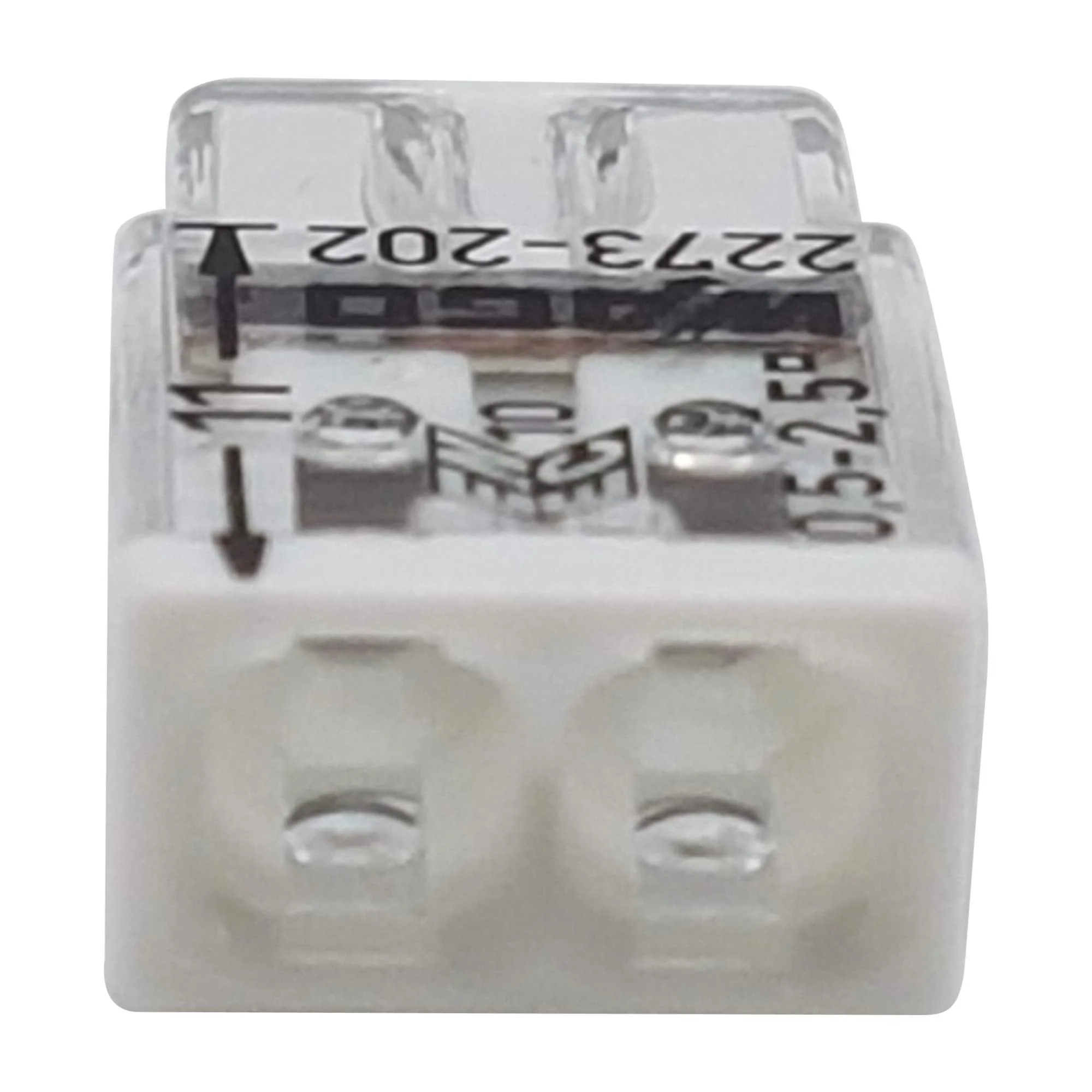 Wago 2273-202 Compact Connection Box Terminals, Diameter 0.5–2.5 mm, Pack of 30, 2-Pole, Transparent/White - Image 3