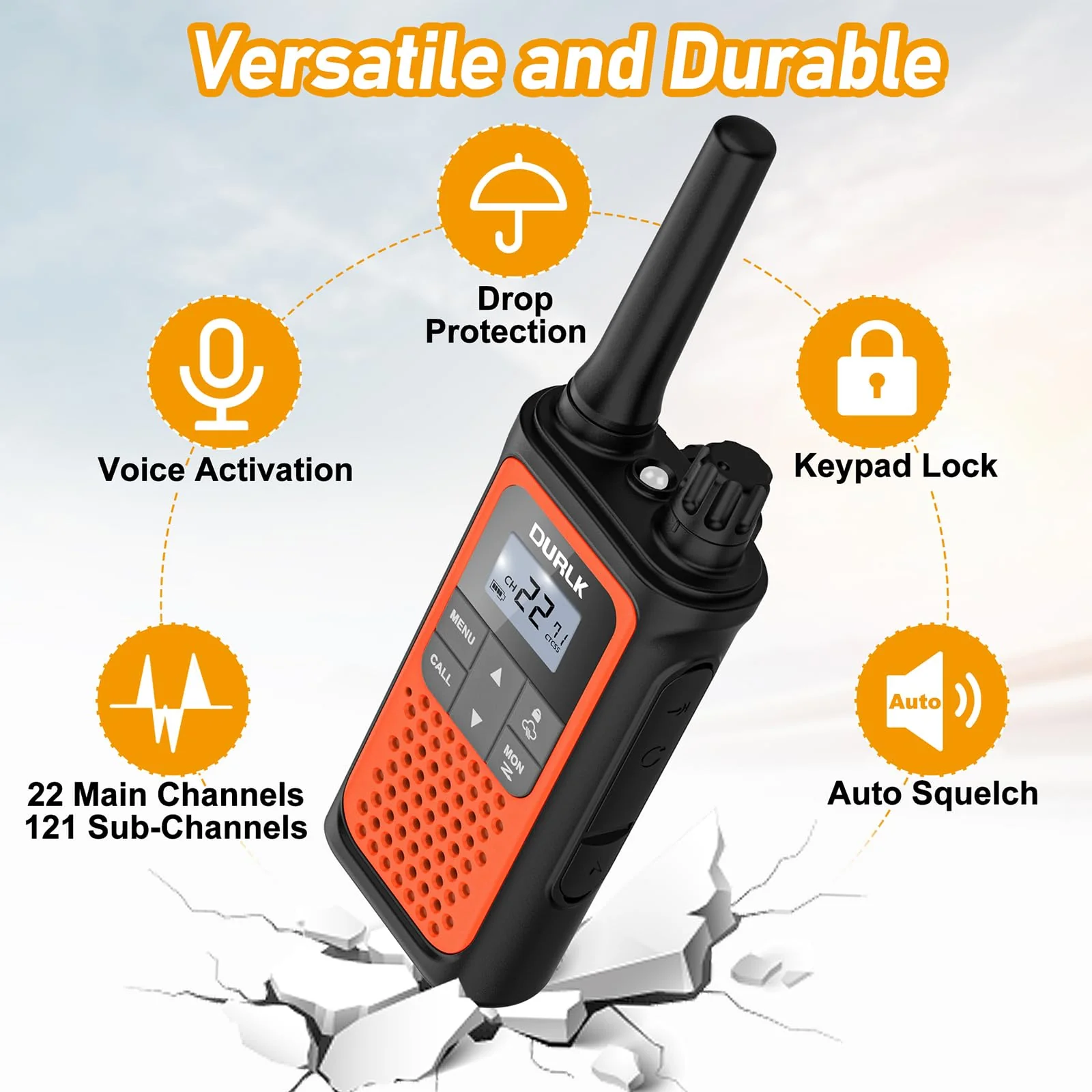 Walkie Talkies for Adults Long Range 2 Pack, Rechargeable Walkie Talkies 22 FRS Channels Two Way Radios with NOAA Weather Receiver, Noise Reduction, Volume Adjustment, LED Flashlight, 1800mAh Battery - Image 2