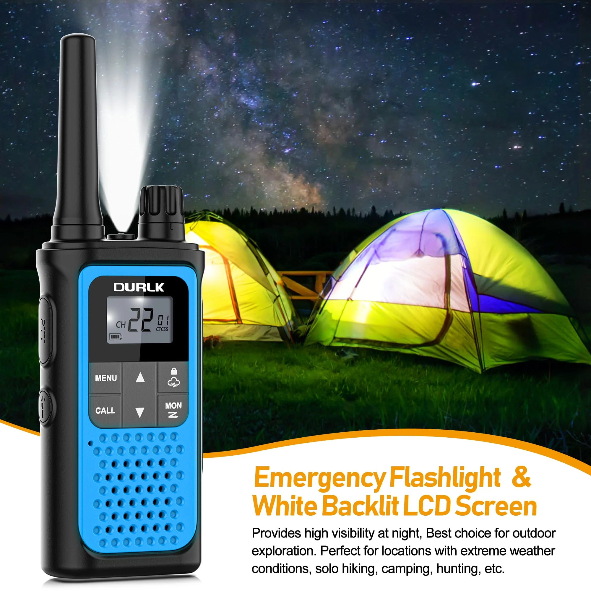 Walkie Talkies for Adults Long Range 2 Pack, Rechargeable Walkie Talkies 22 FRS Channels Two Way Radios with NOAA Weather Receiver, Noise Reduction, Volume Adjustment, LED Flashlight, 1800mAh Battery - Image 6
