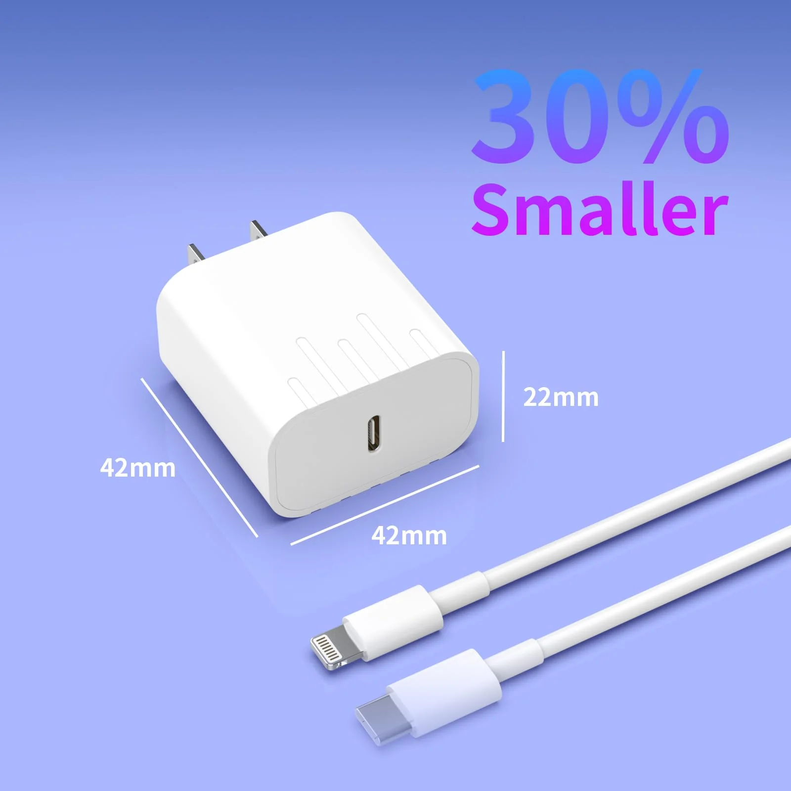 Wall Charger for iPhone 14 Pro Max iPhone 13 12 11 XSXR iPad 2 Pack 20W PD iPhone Charger with 2 Pack 6FT Type C iPhone Lightning Cable USB C Fast Charging USB C Power Adapter - Image 5