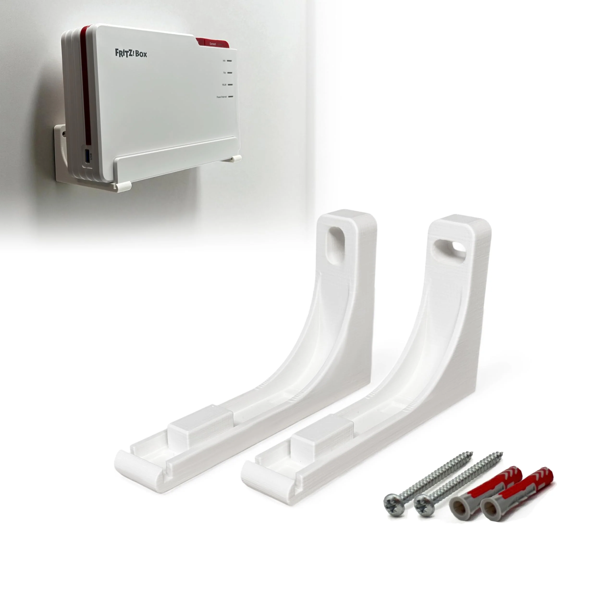 Wall mount for AVM FRITZ!Box 5690 Pro - robust, perfect fit, fibreglass connection (fibre) free, open design for heat dissipation, including drilling template, screws and dowels - made in Germany