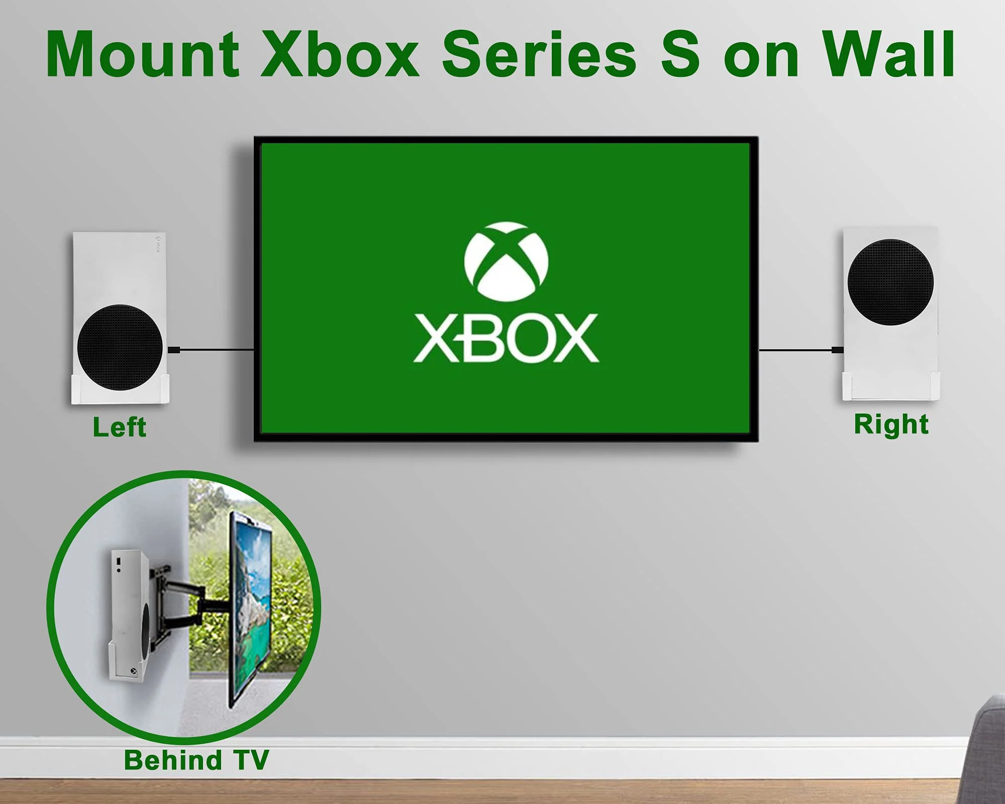 Wall Mount for Xbox Series S (Mount The Console & Accessories on Wall Near or Behind TV Left/Right), Wall Shelf Bracket Kit for XSS System - Image 3