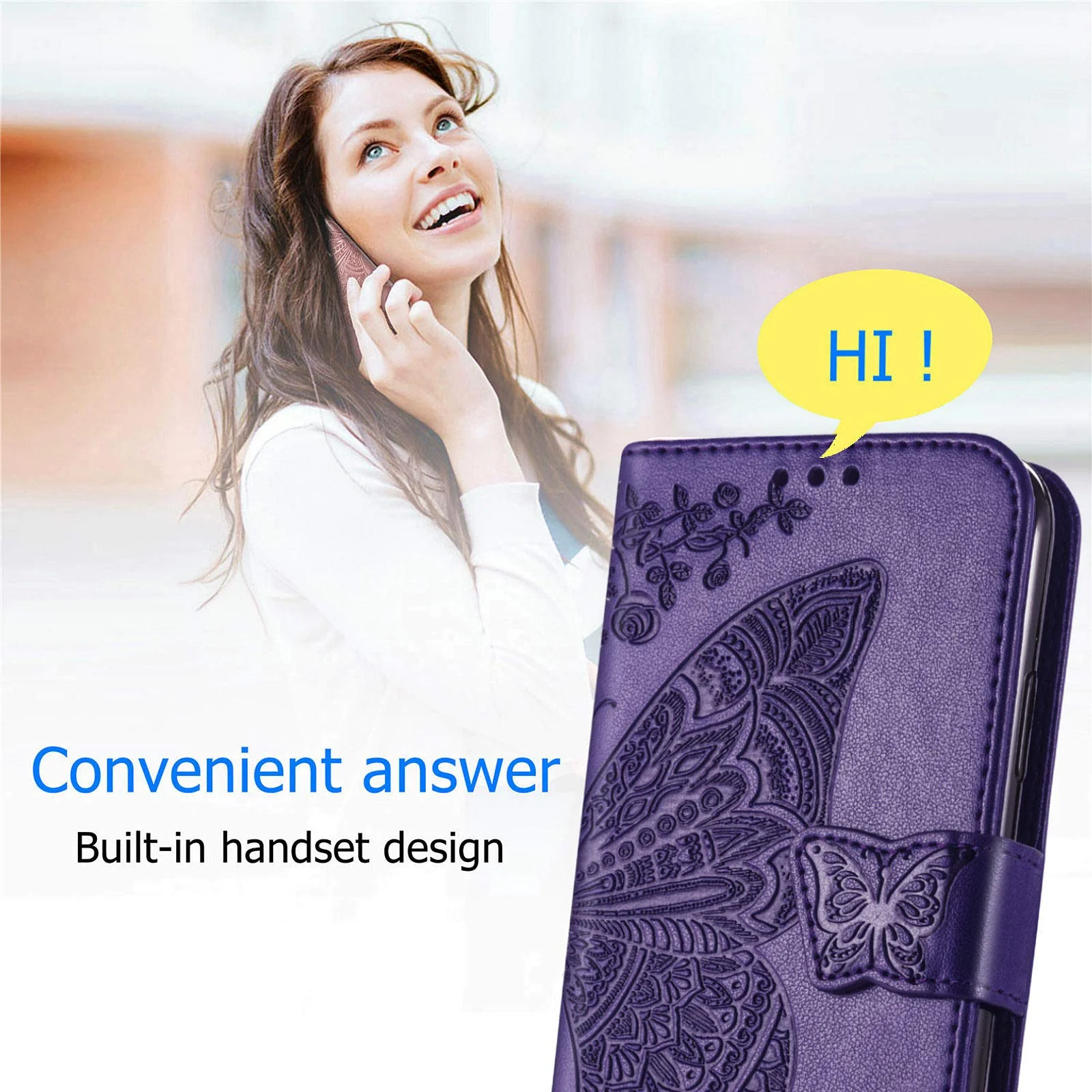 Wallet Case for Samsung Galaxy S24 Plus,Women Flip Folio PU Leather Protective Case Wrist Strap Card Slots Holder Purse Emboss Butterfly Flower Stand Flip Case for Samsung Galaxy S24 Plus Purple - Image 6