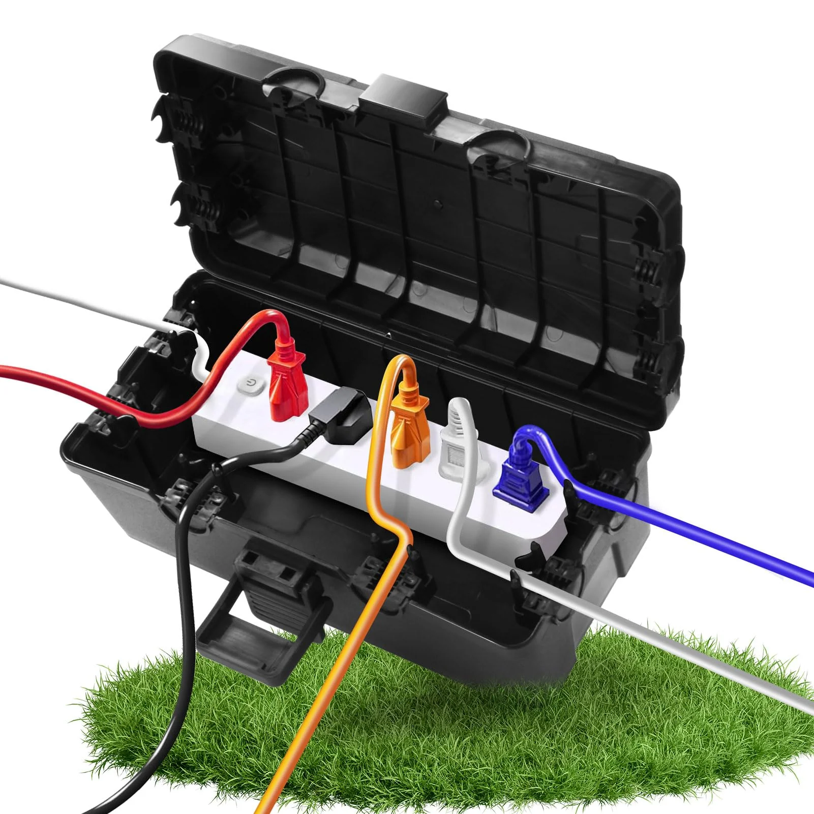 Waterproof Cable Box, Garden Cable Box, Waterproof for Outdoor Use, IP54 Safe Box, Safety Box, Weatherproof Cable Box, Extension Cable Covers, Protect Socket, Timer, Plug mittelgroß