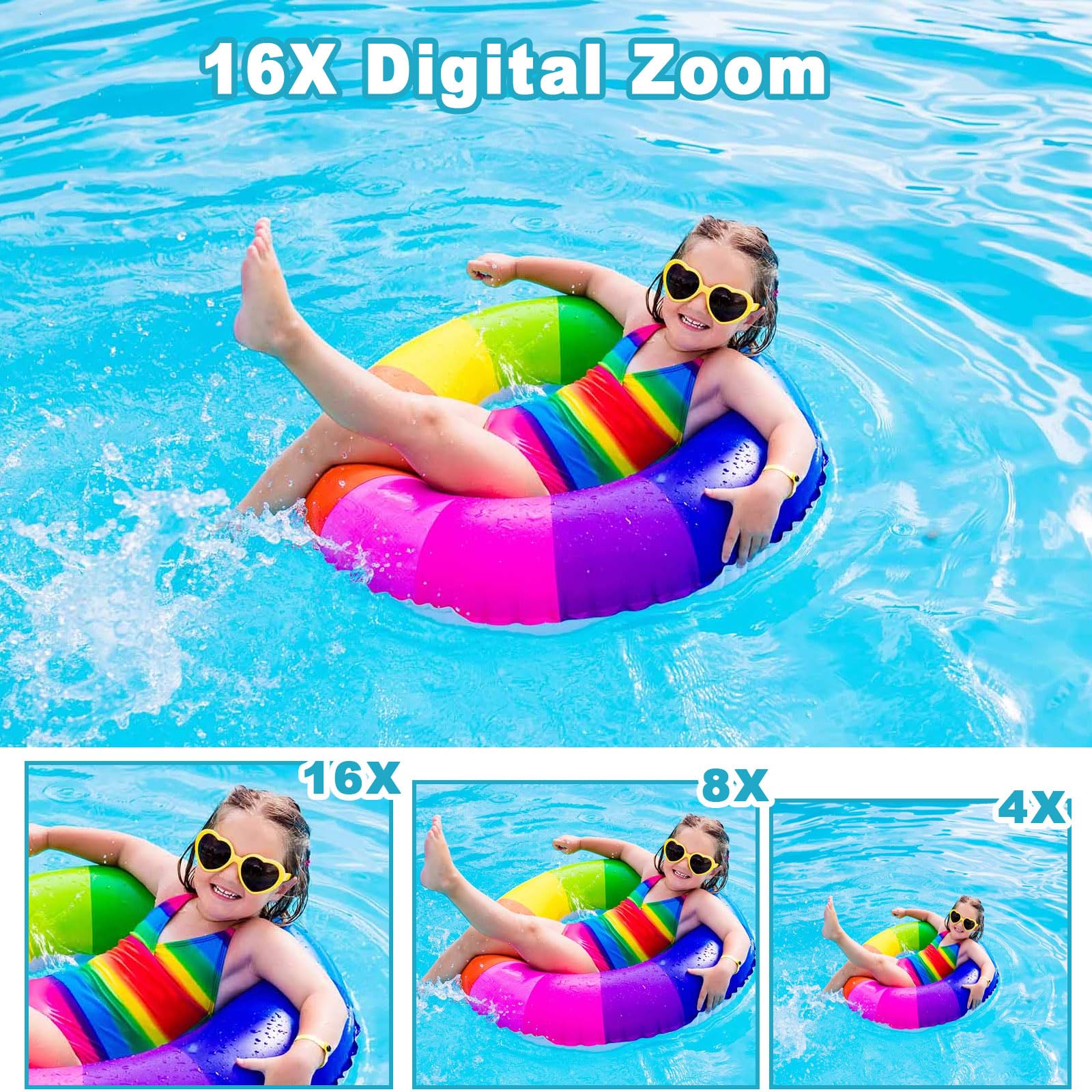Waterproof Digital Camera, Underwater Camera with 32GB Card(Installed), 4K FHD 48MP Dual-Screen Selfie Under Water Camera for Photography, 10FT Waterproof Camera for Snorkeling, Surfing, Rafting Blue - Image 6
