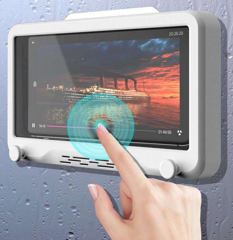 Waterproof Shower Phone Holder Upgraded - 360° Rotation, Anti -Touch Screen, Wall Mount Shelf in Bathroom, Bathtub, Kitchen, Shower, Compatible with 4" - 6.8" All Cell Phones Fits, (Apple & Samsung) - Image 2