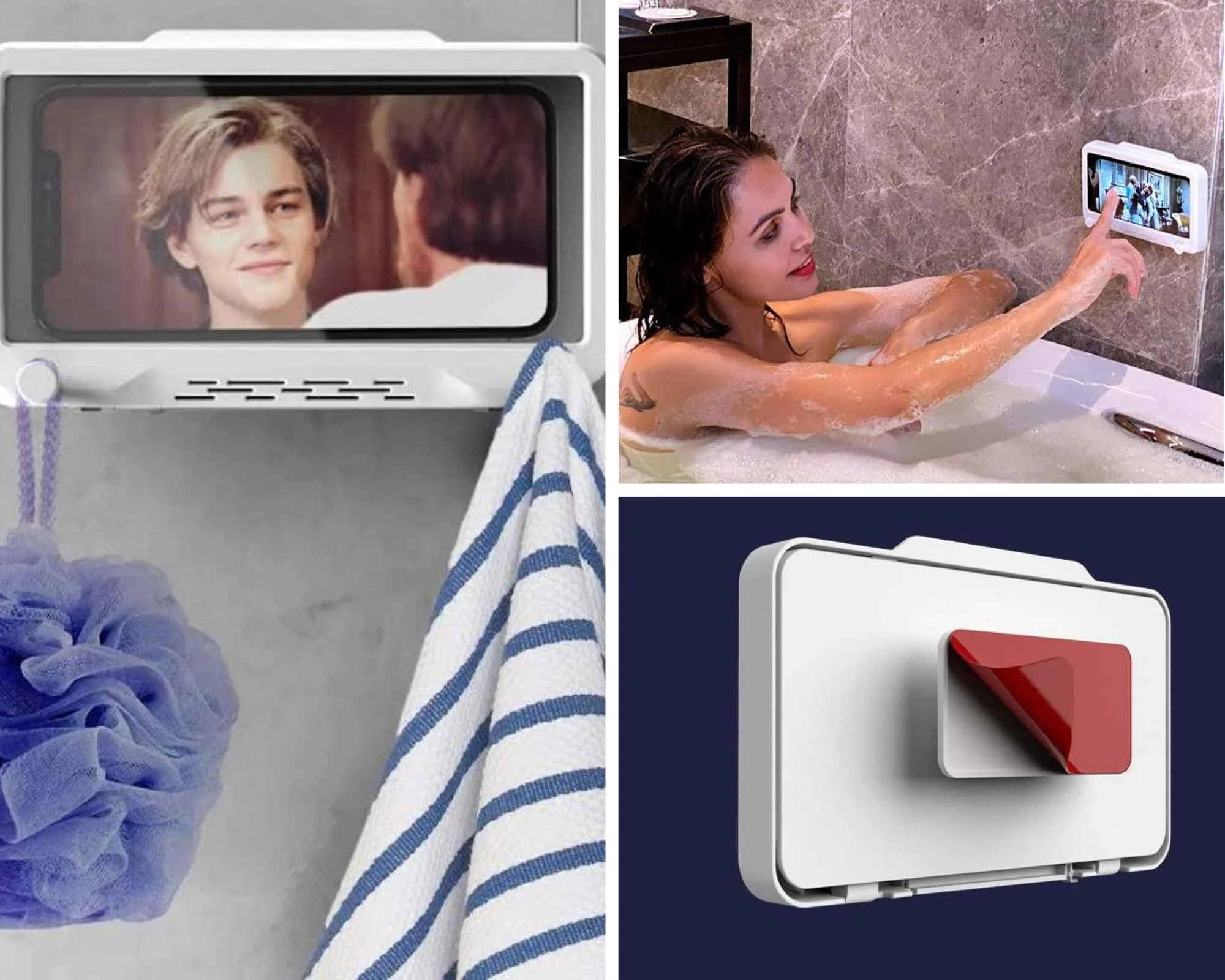 Waterproof Shower Phone Holder Upgraded - 360° Rotation, Anti -Touch Screen, Wall Mount Shelf in Bathroom, Bathtub, Kitchen, Shower, Compatible with 4" - 6.8" All Cell Phones Fits, (Apple & Samsung) - Image 6