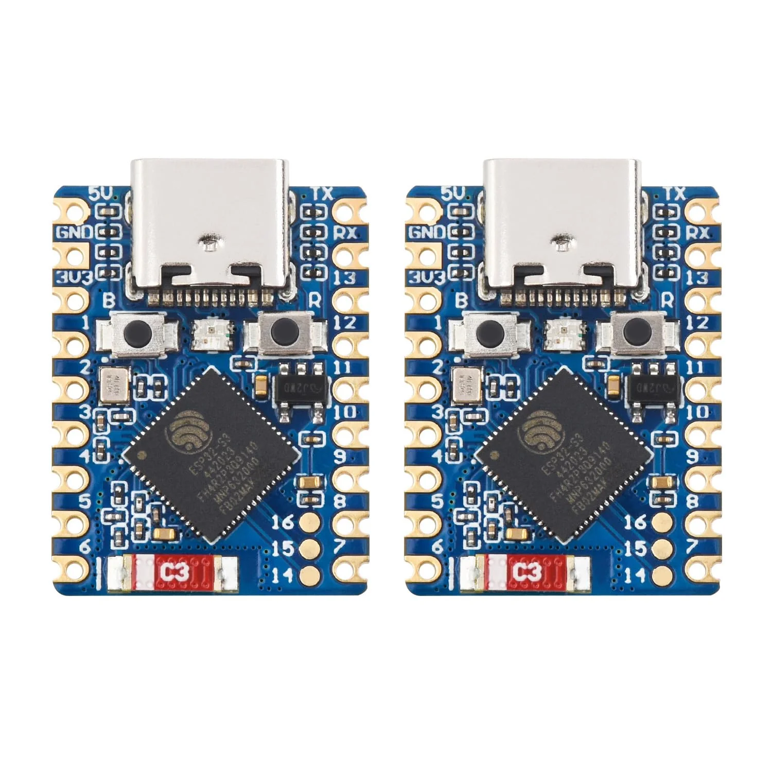 Waveshare ESP32-S3 Mini Development Board (2pcs), Based On ESP32-S3FH4R2 Dual-Core Processor, 240MHz Running Frequency, 2.4GHz Wi-Fi