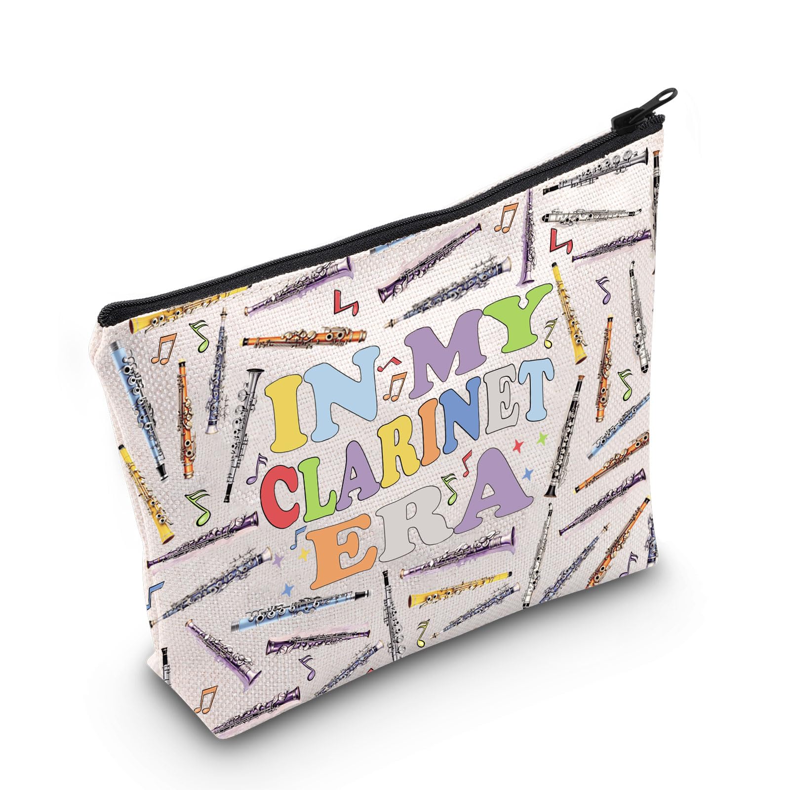 WCGXKO Clarinet Player Gift In My Clarinet Era Music Lover Zipper Pouch Makeup Bag (B-ClarinetEra), beige B-clarinetera
