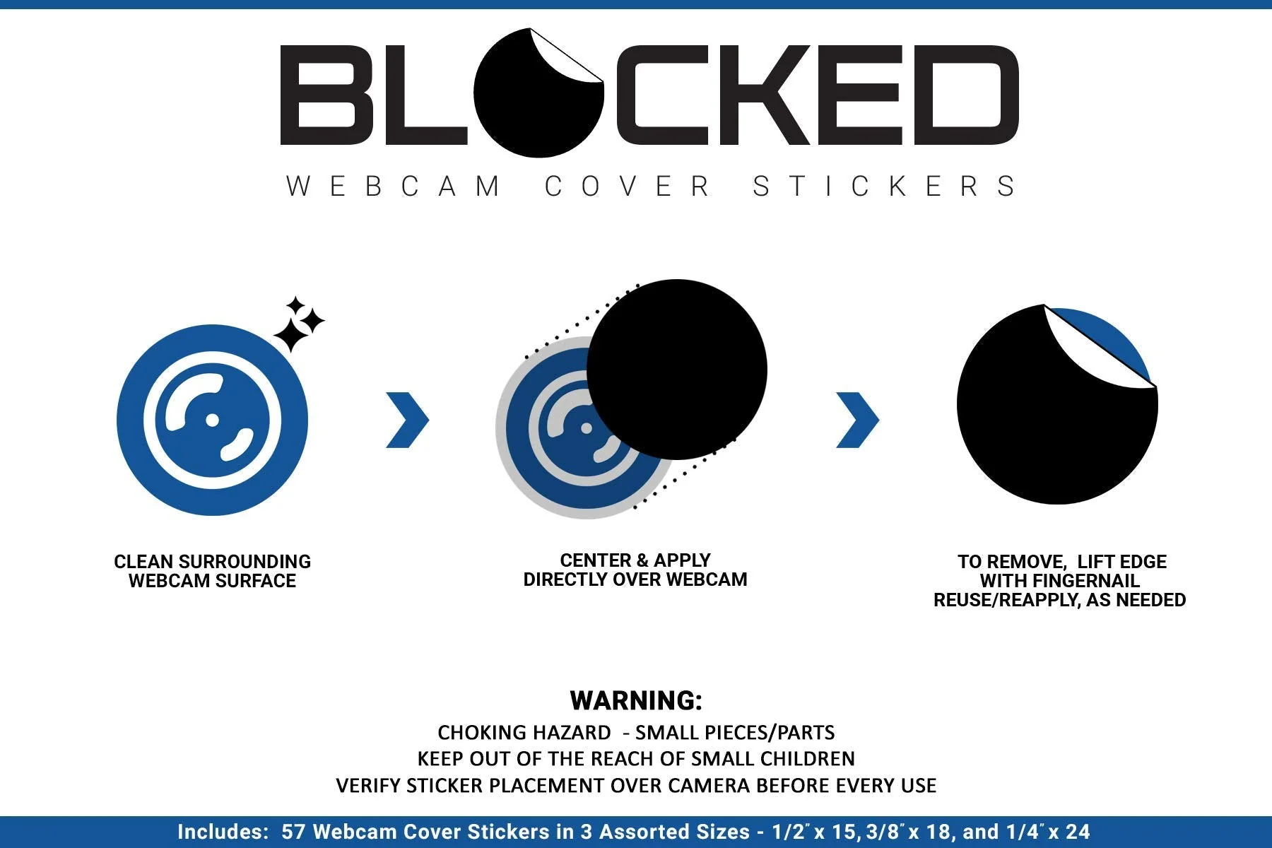 Webcam/Camera Vinyl Covers | 57 Low-Tack Restickable Webcam Sticker | 3-Sizes | Black 57-Pack (Muted Matte) Black 57-pack | Muted Matte - Image 7