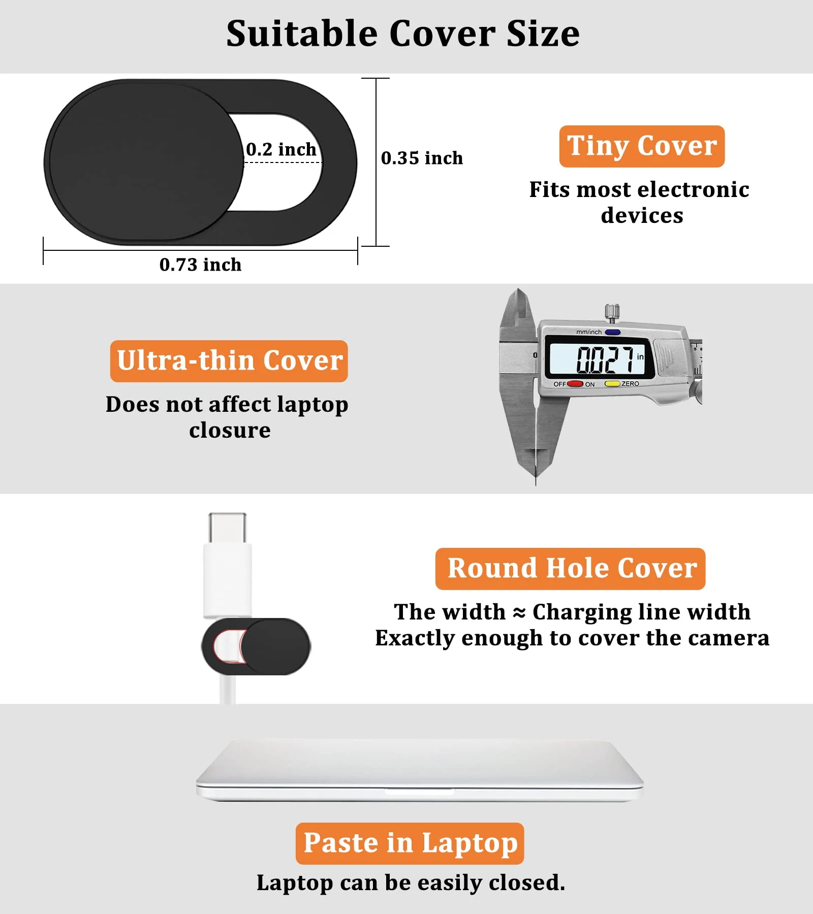 Webcam Cover, 0.03in Ultra Thin Slide Web Camera Covers for Laptop Computer Smartphone Mac iMac Macbook, Sliding Blocker Cover Protect Your Privacy Security (9*Black) 9*Black - Image 3