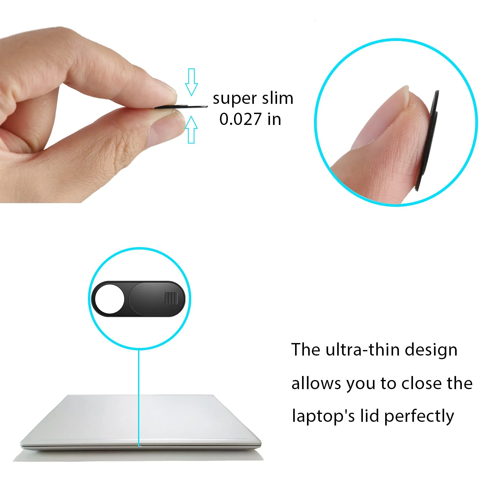 Webcam Cover, 11 Pack Laptop Camera Cover Slide, Phone Camera Cover, Ultra Thin Webcam Cover Slide Compatible with MacBook, Laptop, iMac, Desktop, PC, iPad, iPhone, Cell Phone Black (Small 8 Pcs+Large 3 Pcs) - Image 4