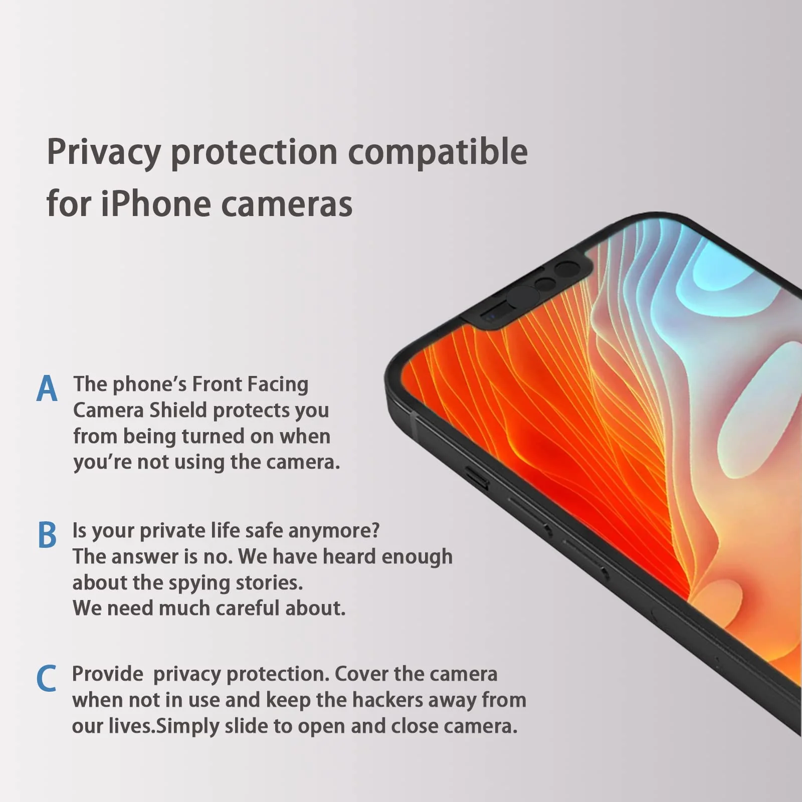Webcam Cover,Front Camera Cover Compatible for iPhone 13,iPhone 13 Mini,iPhone 13 Pro,iPhone 13 Pro Max,Protect Privacy and Security,Not Affect Face ID, 2 Pack-Black Black - Image 5