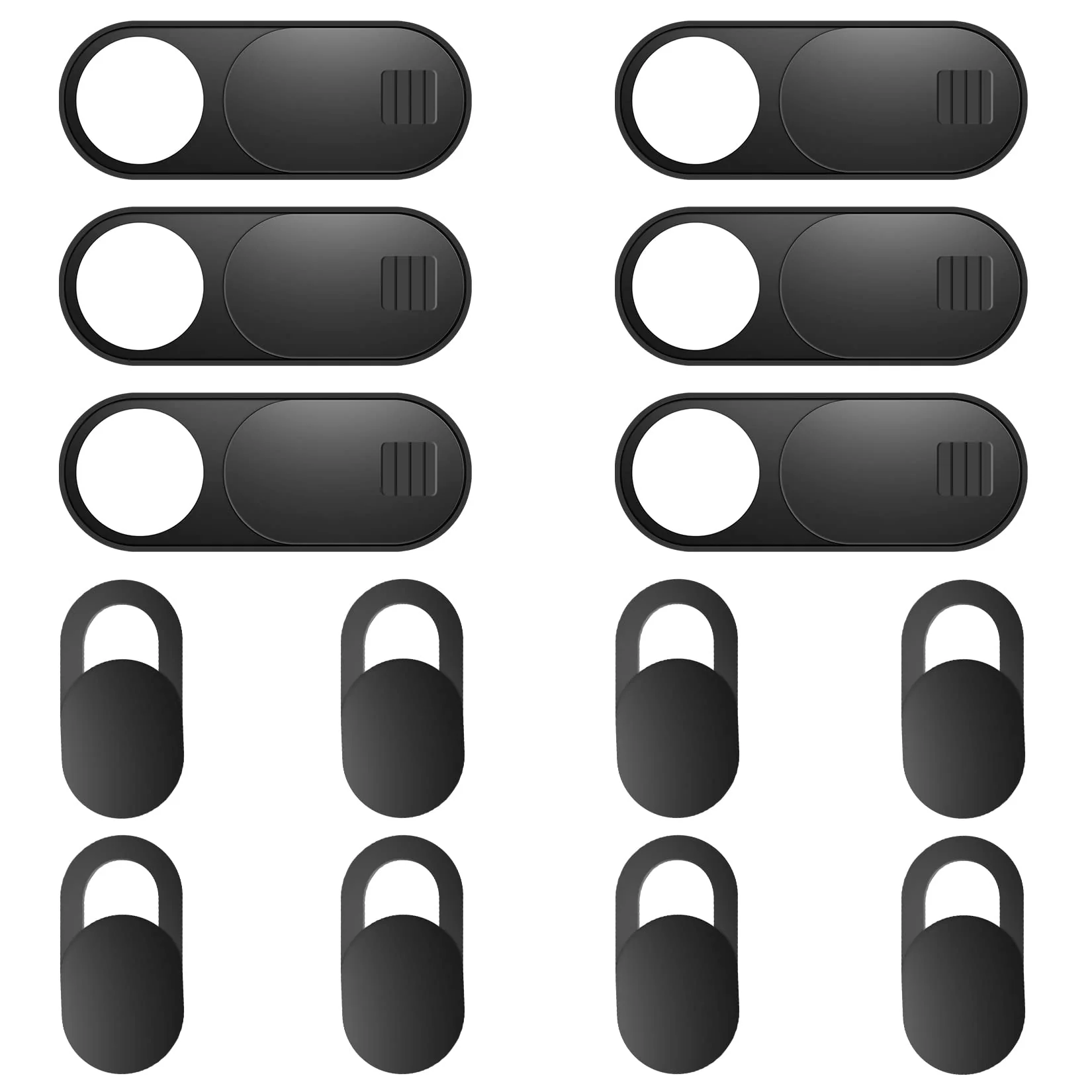 Webcam Cover Slide, 14 Pack Webcam Cover, Ultra-Thin Camera Cover for Laptop, Desktop, PC, MacBook, iPad, Tablet, iPhone, Cell Phone, Laptop Camera Cover Slide to Protect Your Privacy(Black) Black (Small 8 Pcs+Large 6 Pcs)
