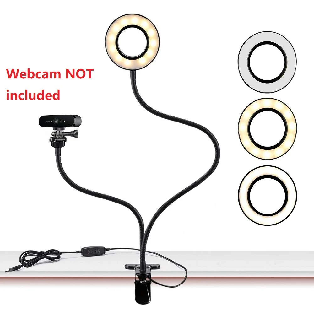 Webcam Light Stand for Live Stream, Selfie Ring Light with Webcam Mount for Logitech C925e, C922x, C930e,C922,C930,C920,C615,Brio 4K - Image 2