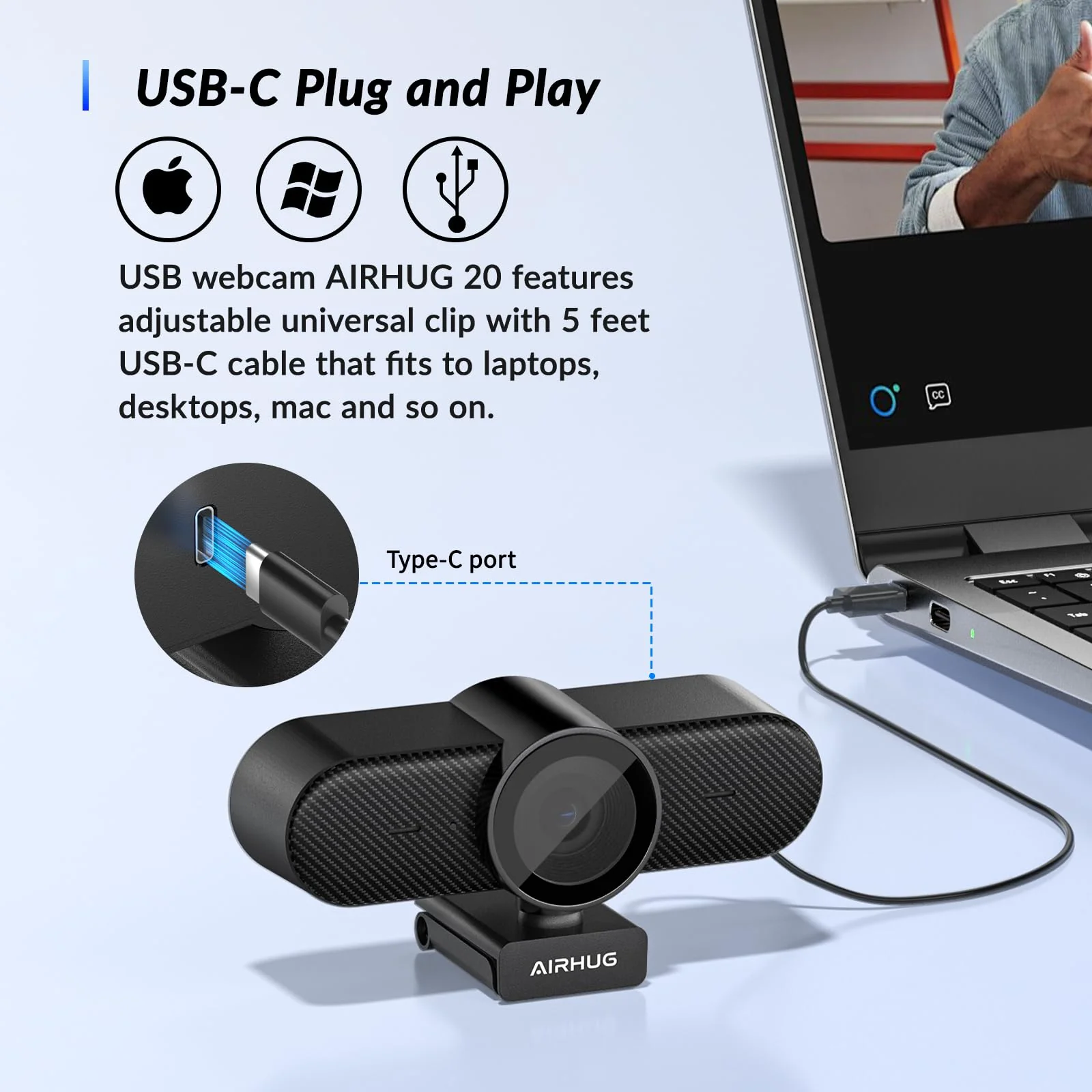 Webcam No Mic with Privacy Cover, USB Web Cam for Computer and Laptop Plug & Play, Web Camera without Audio, 78° Wide-Angle,for Streaming and Conferencing (4K Webcam No Mic) 4K Webcam No Mic - Image 5