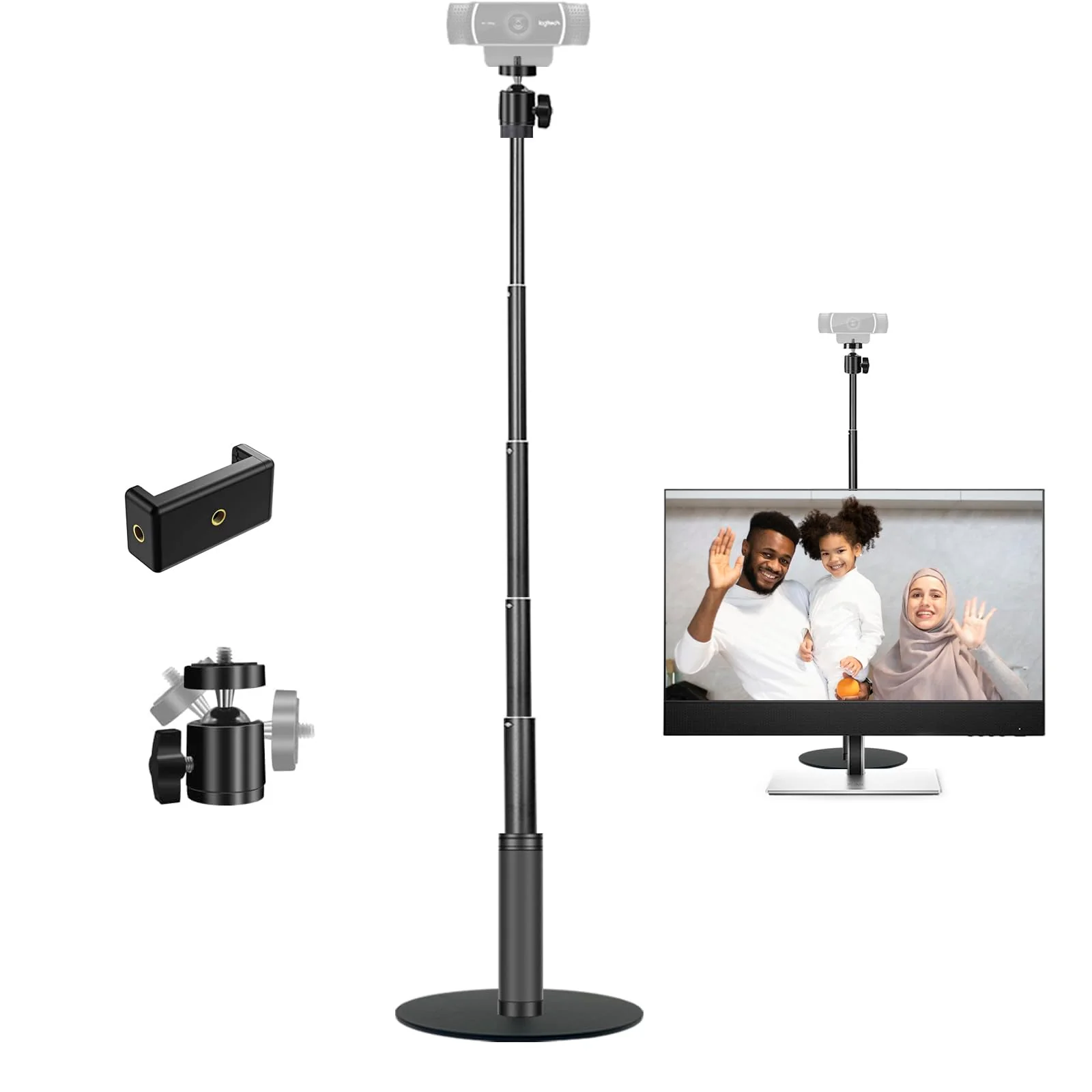 Webcam Stand, 28 Inch Web Cam Stand for Desk, Adjustable Webcam Mount Camera Stand for Logitech Webcam C922 C930e C920S C920 C615 C960 C920x BRIO 4K NexiGo N60 and Others