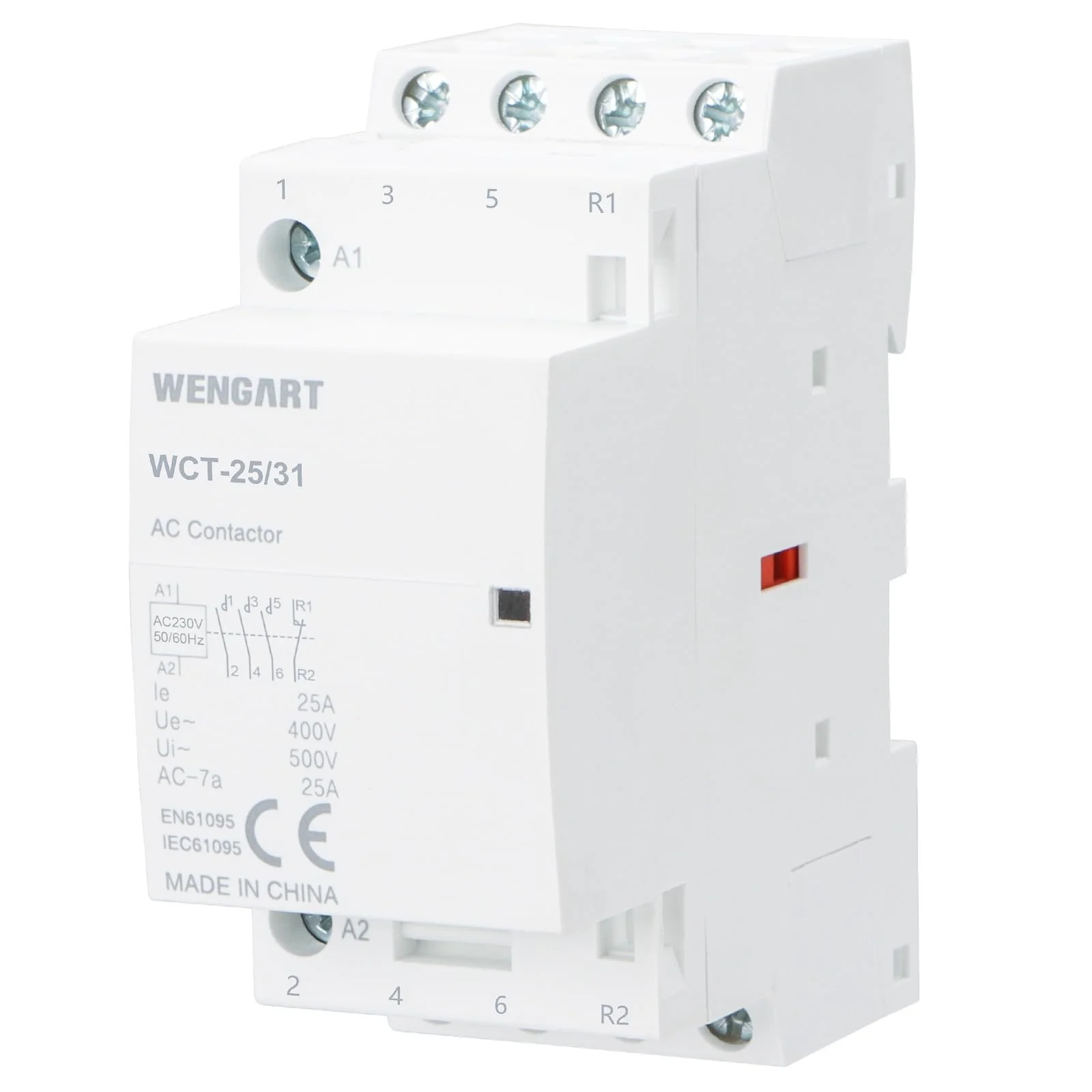Wengart Household Contactor WCT-25, 3NO1NC, AC230V 25A, Precise Control, High Efficiency and Energy Saving Improve the Efficiency of the Electrical System