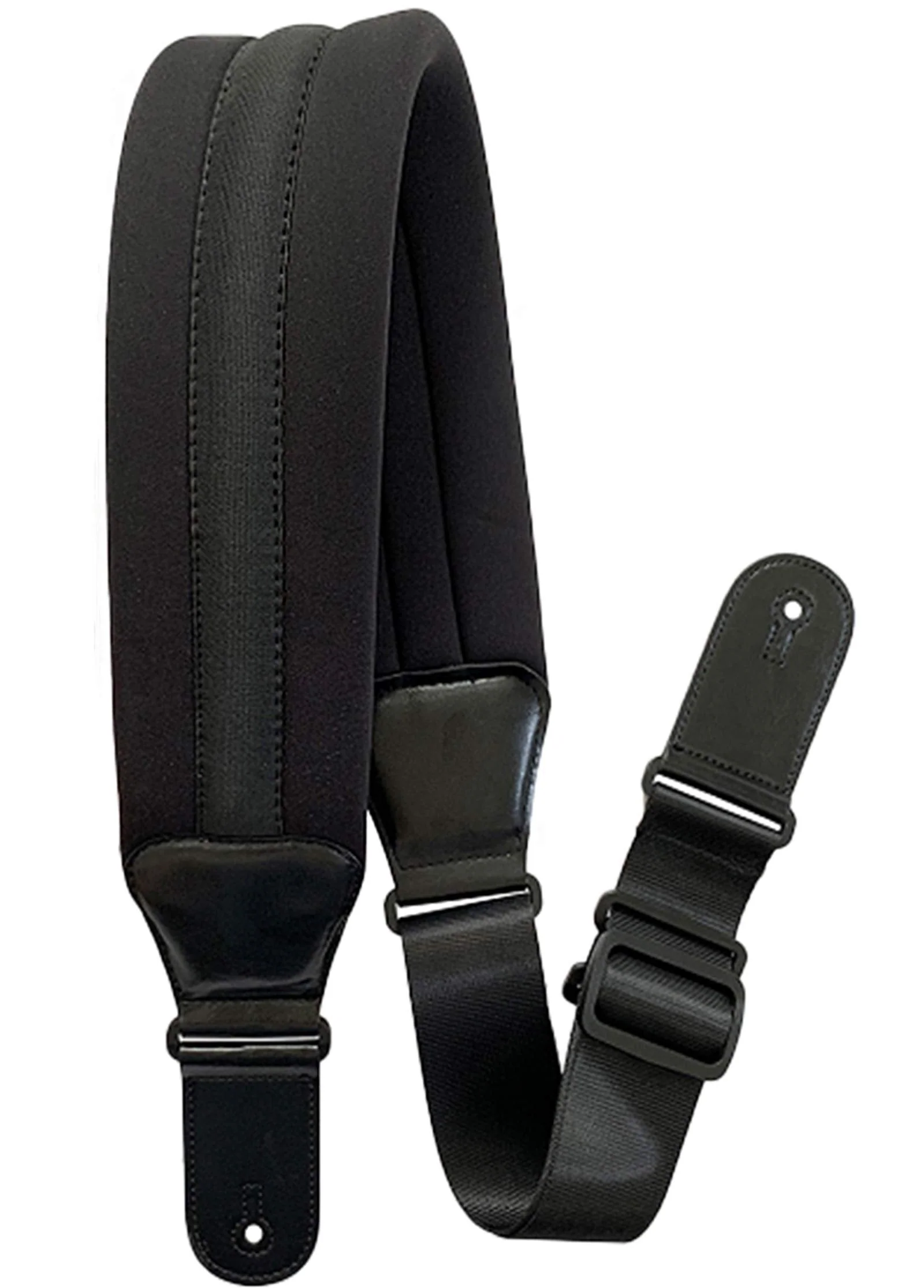 Wepop Guitar Strap Elastic Soft Comfortable Neoprene Leather 3.4in Bass Acoustic Electric Guitar (391) Black-391