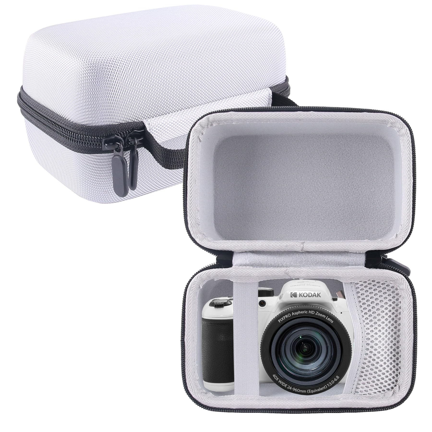 WERJIA Hard Carrying Case for KODAK PIXPRO AZ401/AZ405/AZ425/AZ255 Digital Camera,Fits USB Cable and Extra Batteries (grey) grey