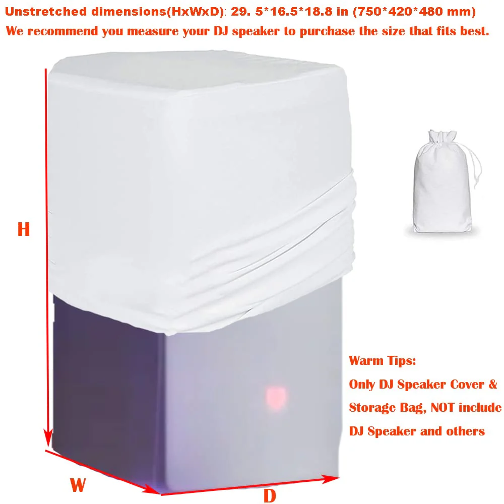 White 10"/12"/15" PA DJ Speaker Cover Scrim Stretchy Speaker Cover for Wedding Church Club (RSC128W) - Image 3