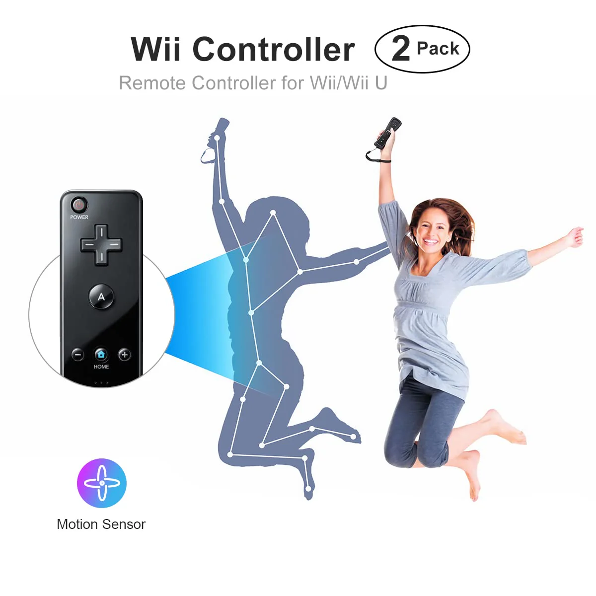 Wii Controller 2 Pack, Wii Remote Controller for Wii and Wii U - Image 3