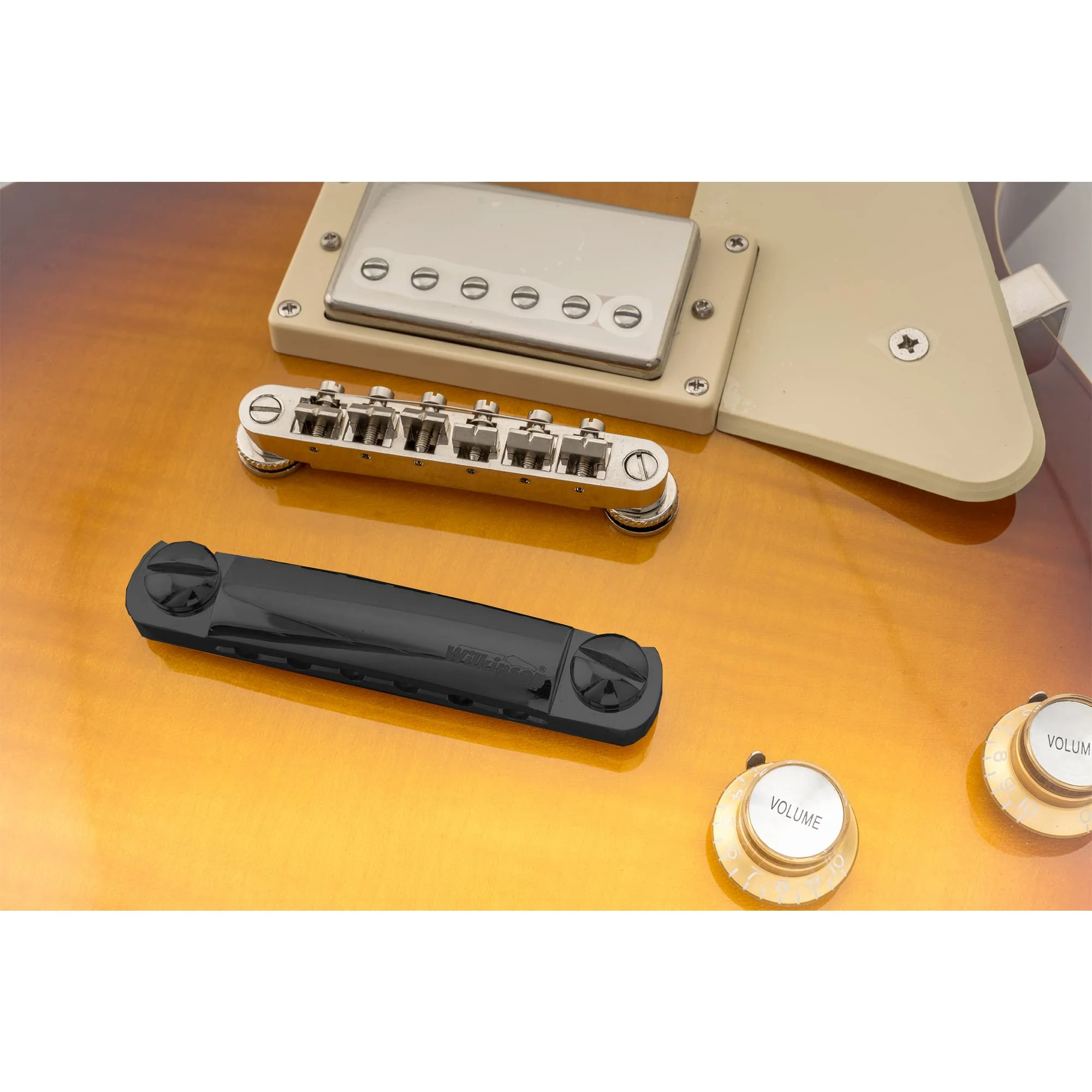 Wilkinson 52mm(2-3/64 inch) Guitar Tune-O-Matic Stop Tailpiece with Metric M8 x 1.29 Studs for Les Paul SG Style Electric Guitar, Black - Image 6