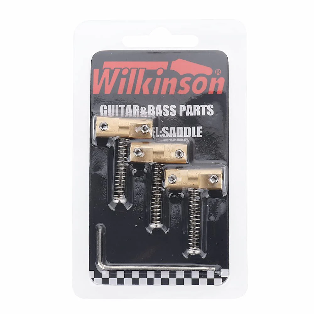 Wilkinson Guitar Bridge 3pcs Brass Saddle Guitar Bridge Compensated Saddles For Vintage-style Tele Bridge Electric Guitar Replacement