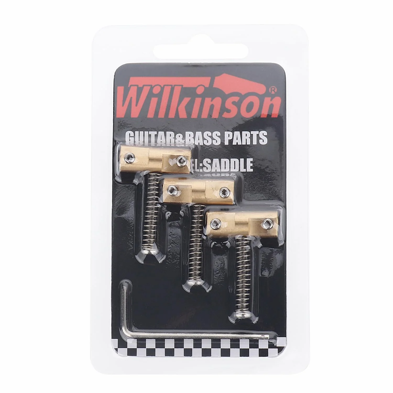 Wilkinson Guitar Bridge Compensated Brass Saddles Set (3pcs) Barrel-Style Bridge Saddle for Tele Vintage Electric Guitar Replacement Part