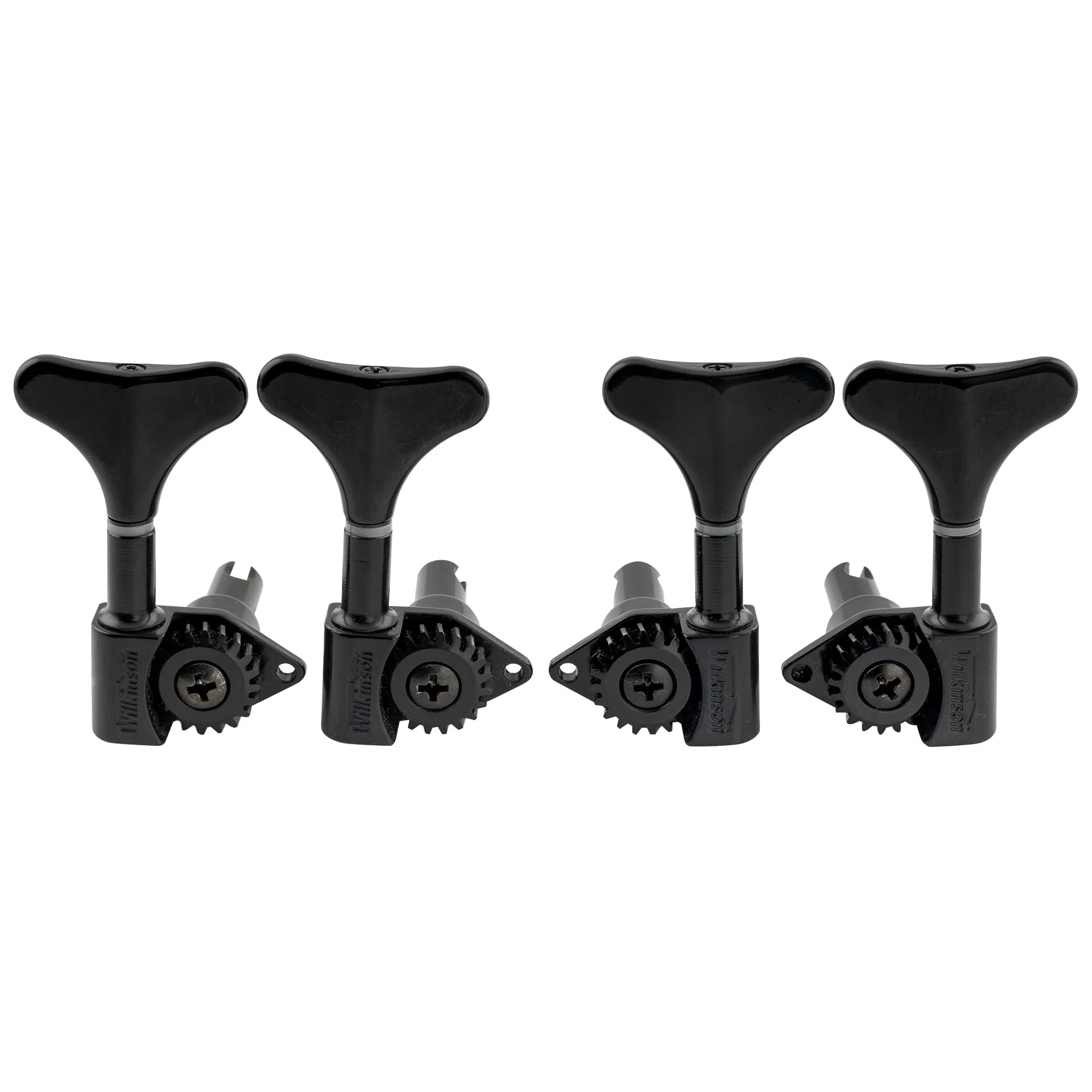 Wilkinson WJB750 2L +2R Bass Machine Heads 1:20 Ratio Open Gear Tuners Tuning Pegs Keys Replacement for Electric Jazz Bass or Precision Bass, Black