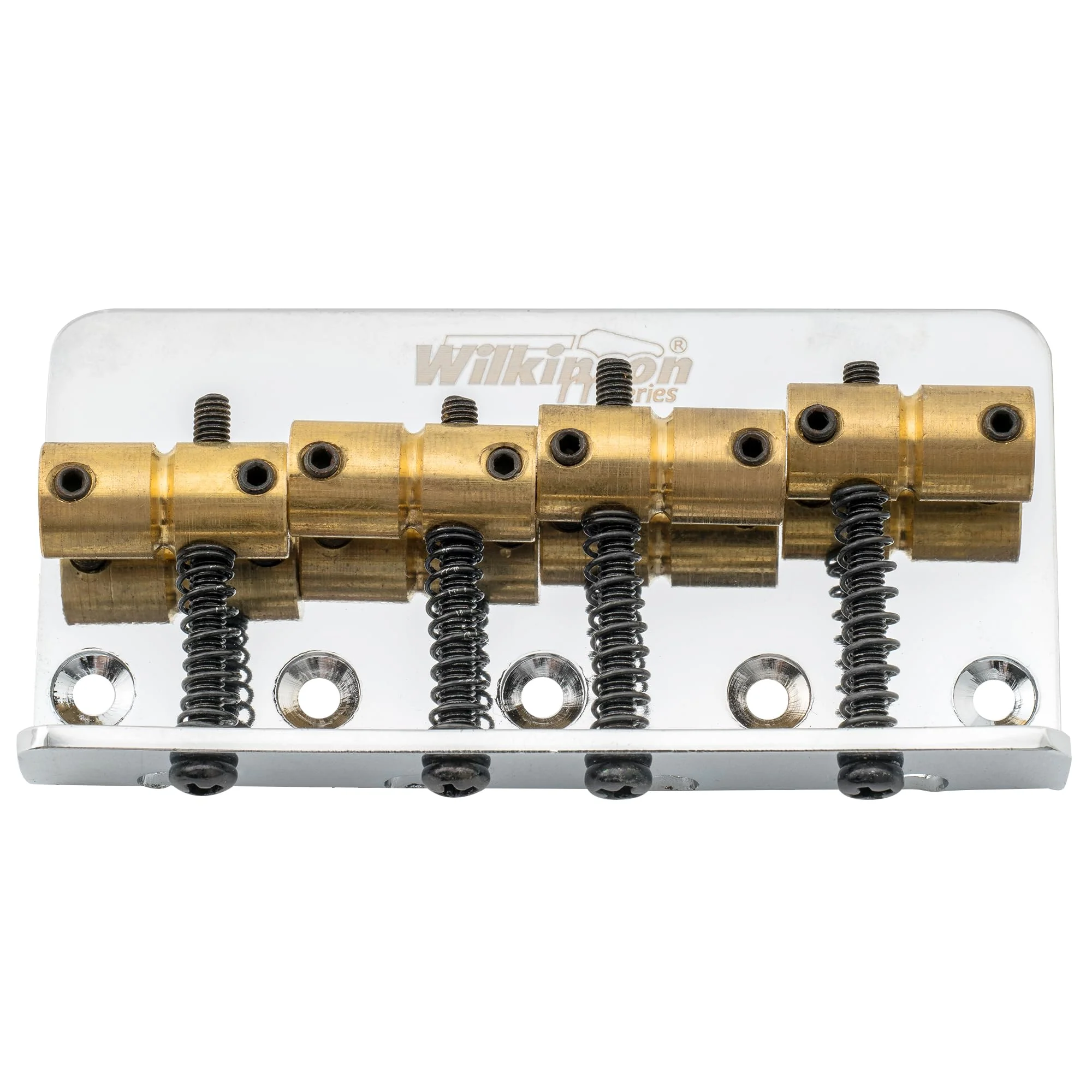 Wilkinson WOB41 57mm (2-1/4 inch) 4-String Bass Bridge Brass Saddles for Precision/Jazz Bass, Chrome