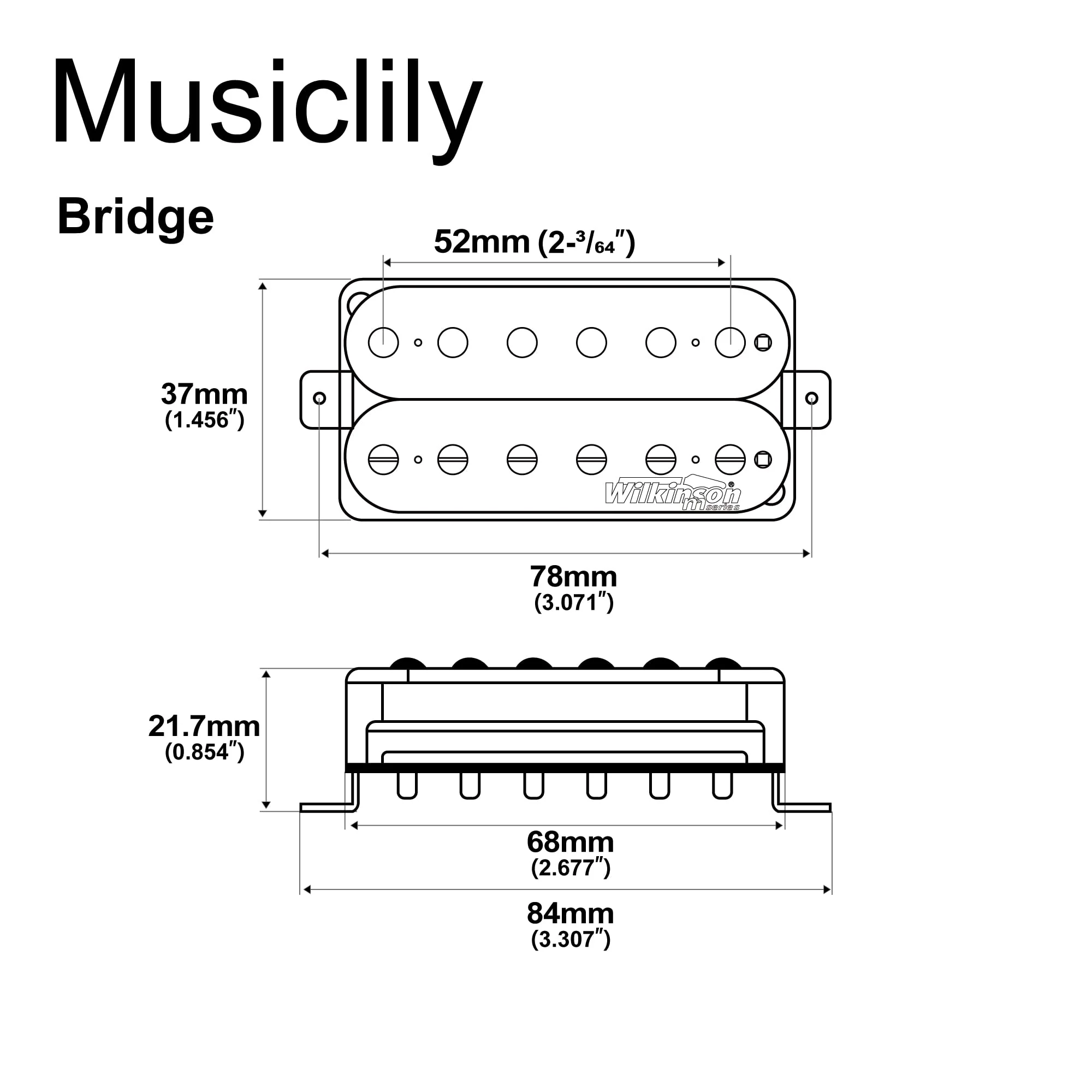 Wilkinson WOHZB Ceramic Overwound Open Style Humbucker Bridge Pickup for Electric Guitar, Zebra Bridge Zebra - Image 2