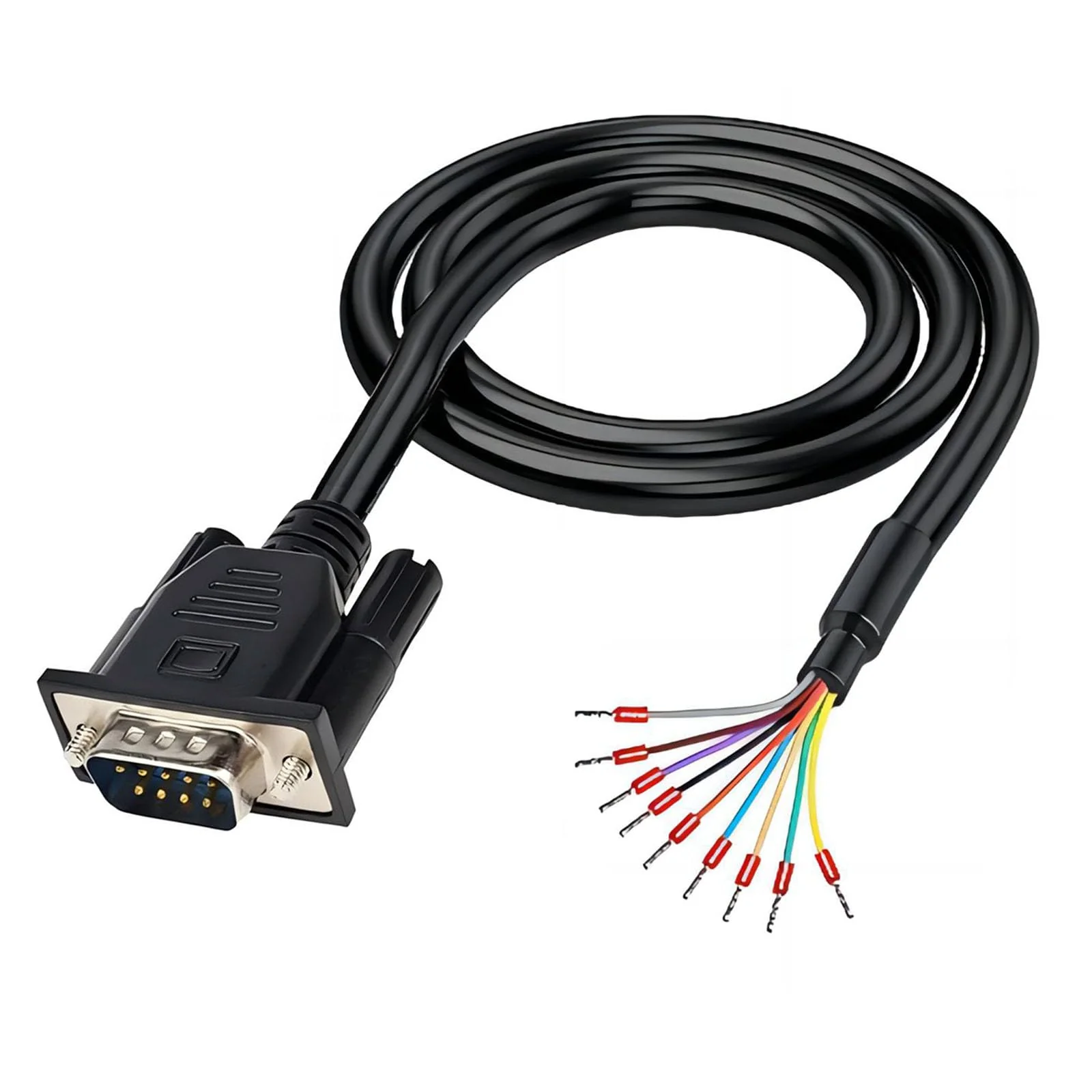 Willwewon 10Ft 3m 26AWG DB9 Male RS232 9 Pin Serial Extension Cable, RS232 D-SUB DB9 Serial to 9 Bare Wire Breakout Board Connector