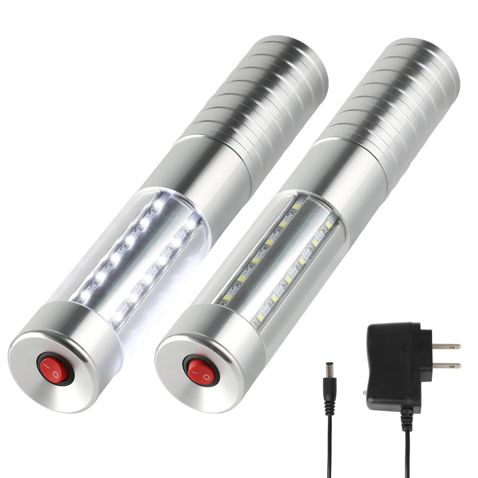 WILON Bottle Service Lights Rechargeable Bottle Service Sparklers Reusable Handheld Girl Lights LED Baton Strobe Light for Parties Bar Club Nightclub Birthday Weddings - 2 Pack Silver-2P