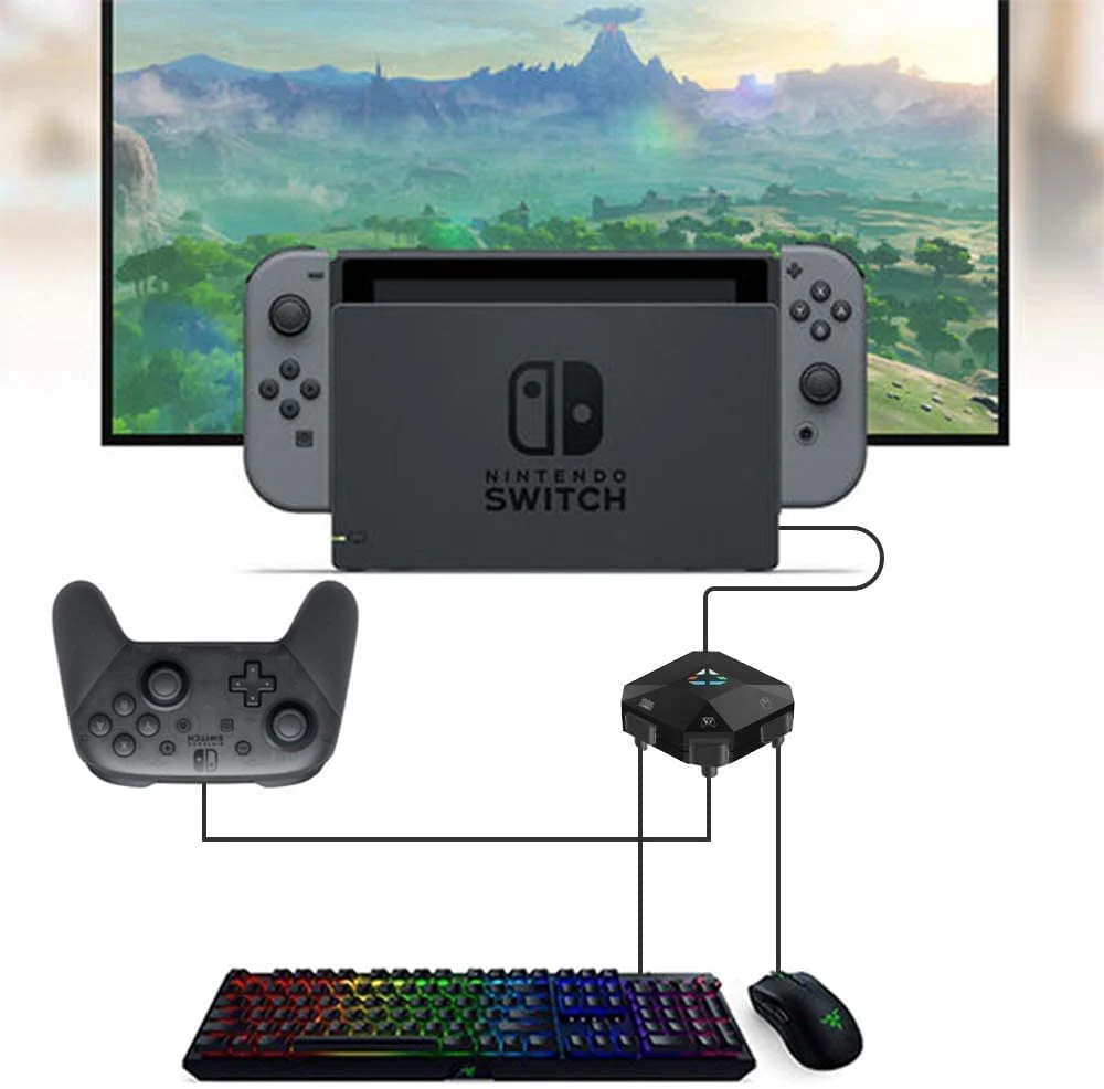 Wired Keyboard and Mouse Adapter for Nintendo Switch/PS4/PS3/Xbox One/Xbox 360 Host Series & for Nintendo Switch Console, Mouse and Keyboard Converter Support Custom Mapping & Reset Button Function - Image 4