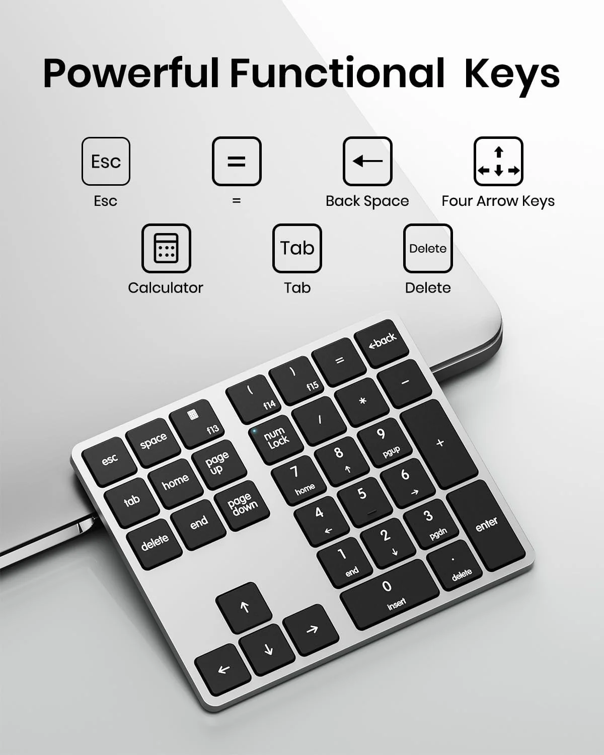 Wired USB-C Number Pad, Slim Type-C numpad 34 Key Numeric Keypad Portable 10 Key USB keypad for Laptop, Apple Mac iMac MacBook Pro/Air, Windows PC KN300-S - Image 3