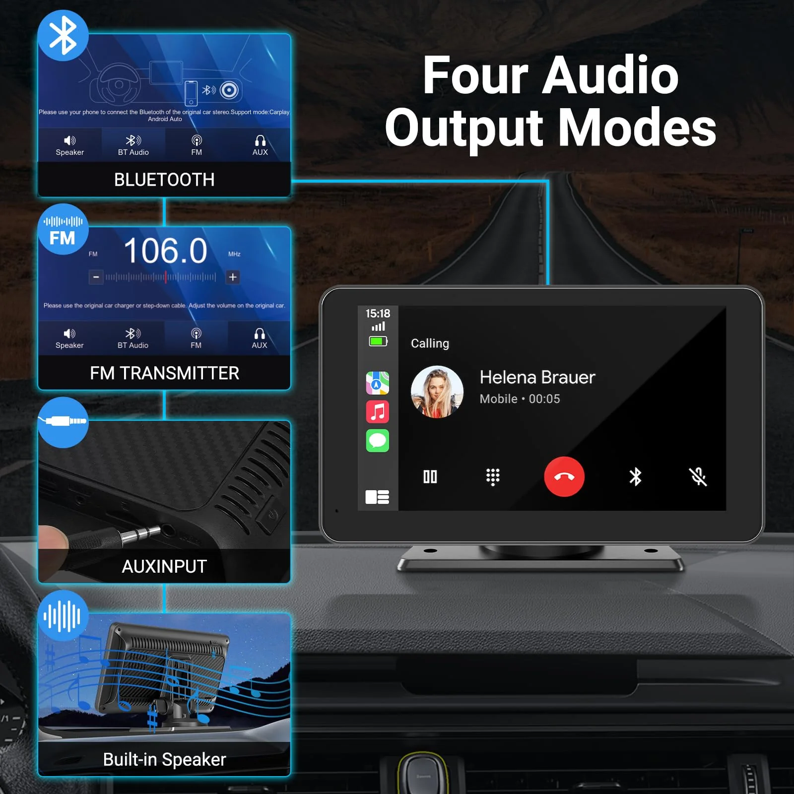 Wireless Apple Carplay Screen for Car, 7" HD Touchscreen with Portable Apple Carplay & Android Auto Car Stereo with Backup Camera, GPS Navigation/Mirror Link/Voice Control/Bluetooth 7inches - Image 4
