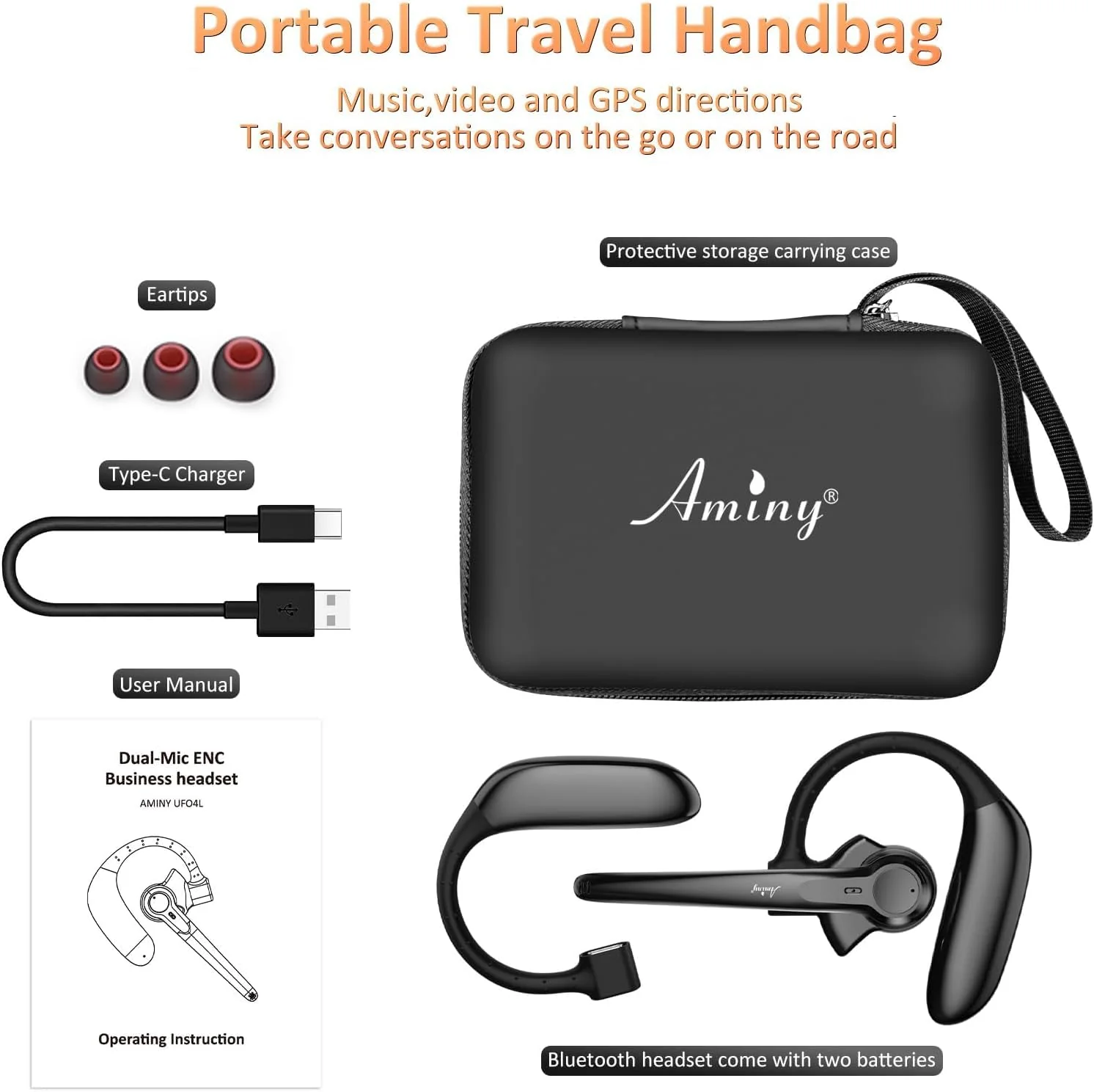 Wireless Bluetooth Headset with Microphone 30 Hrs Talking Time V5.3 Auriculares Bluetooth Earpiece,AI Noise Cancelling Bluetooth Earphones for Trucker Office Home Black - Image 6