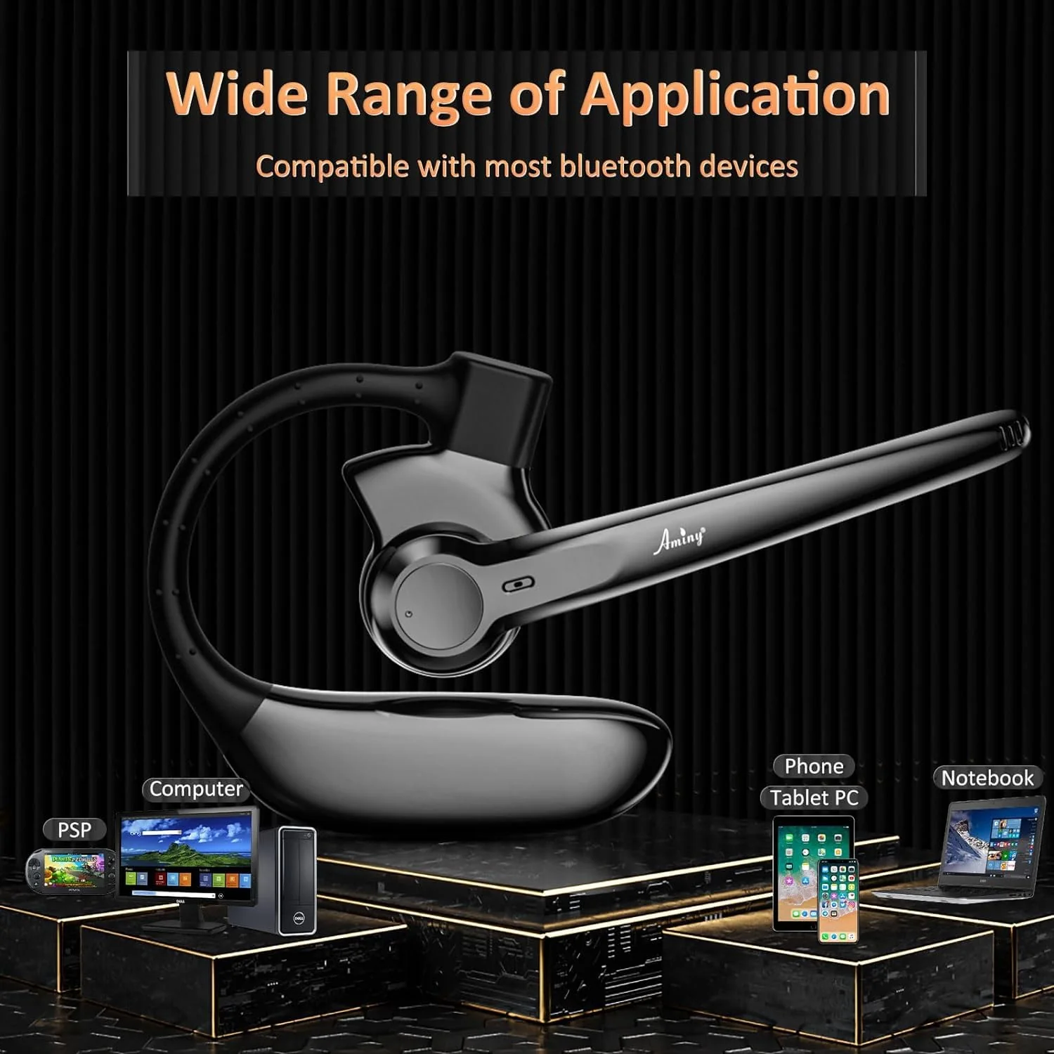 Wireless Bluetooth Headset with Microphone 30 Hrs Talking Time V5.3 Auriculares Bluetooth Earpiece,AI Noise Cancelling Bluetooth Earphones for Trucker Office Home Black - Image 7